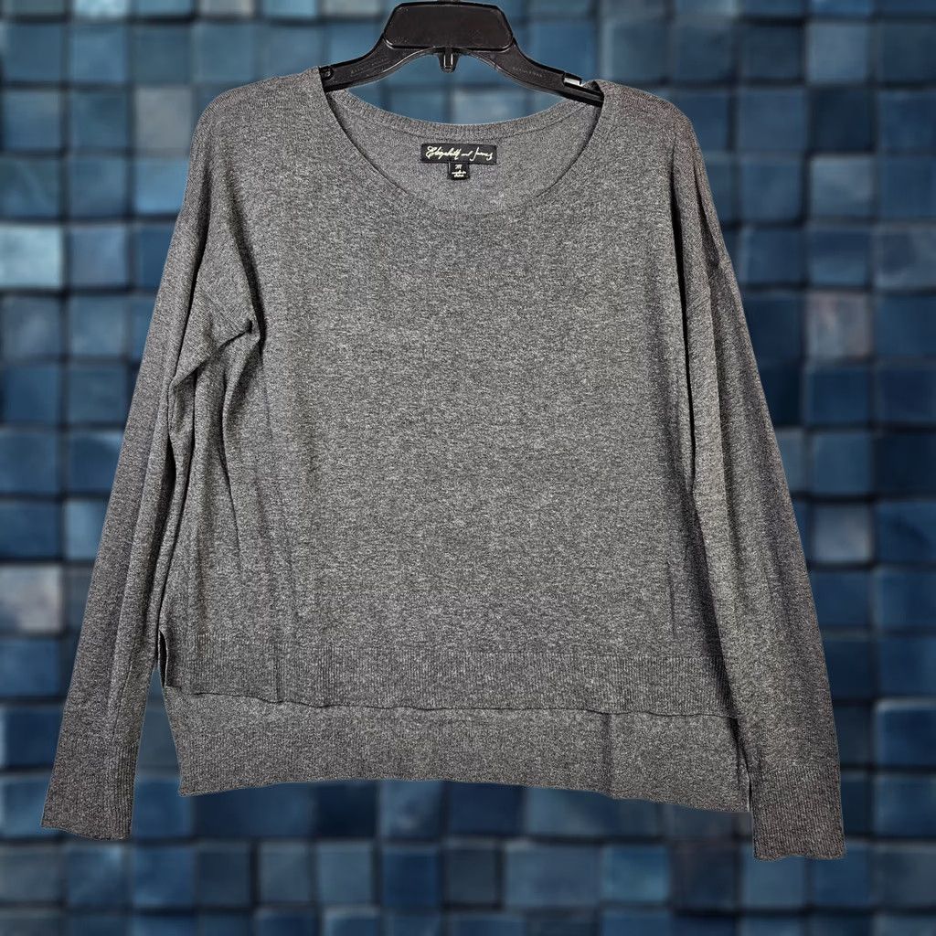 Elizabeth and James Elizabeth & James Grey Long Sleeve Cardigan M Women Knit Button V-Neck Sweater Modern Solid Size M / US 6-8 / IT 42-44 - 1 Thumbnail