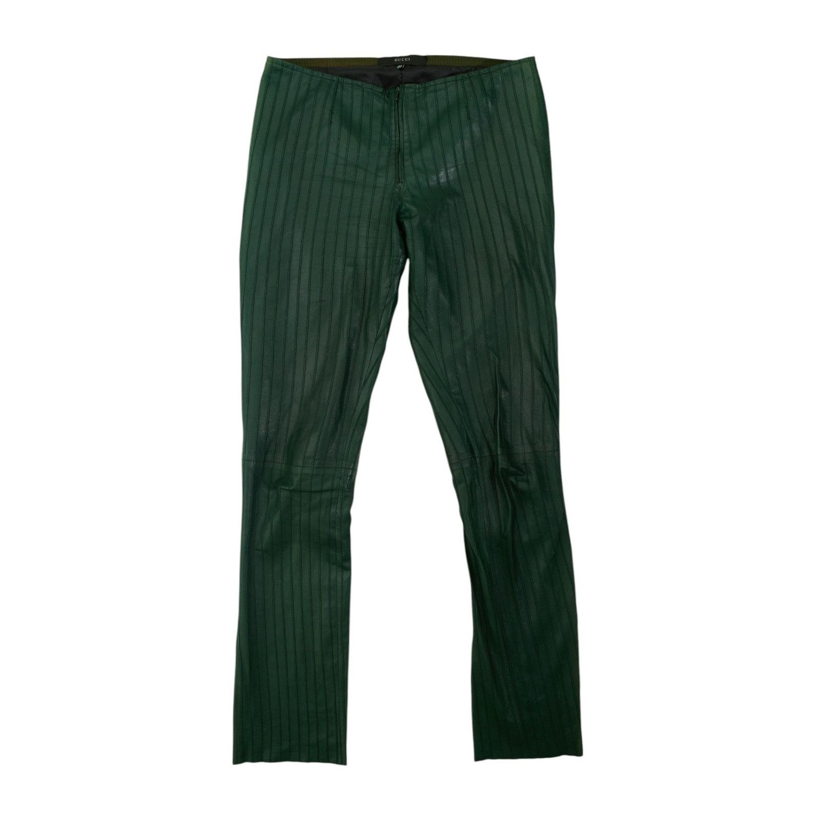 Gucci F/W 1999 by Tom Ford Green Leather Trousers Size 28" / US 6 / IT 42 - 1 Thumbnail