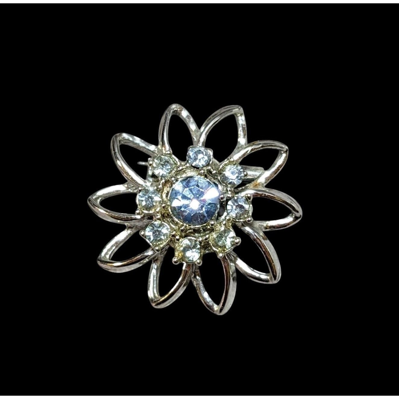 Other Vintage Blue And Silver Star Flower Rhinestone Brooch Size ONE SIZE - 2 Thumbnail