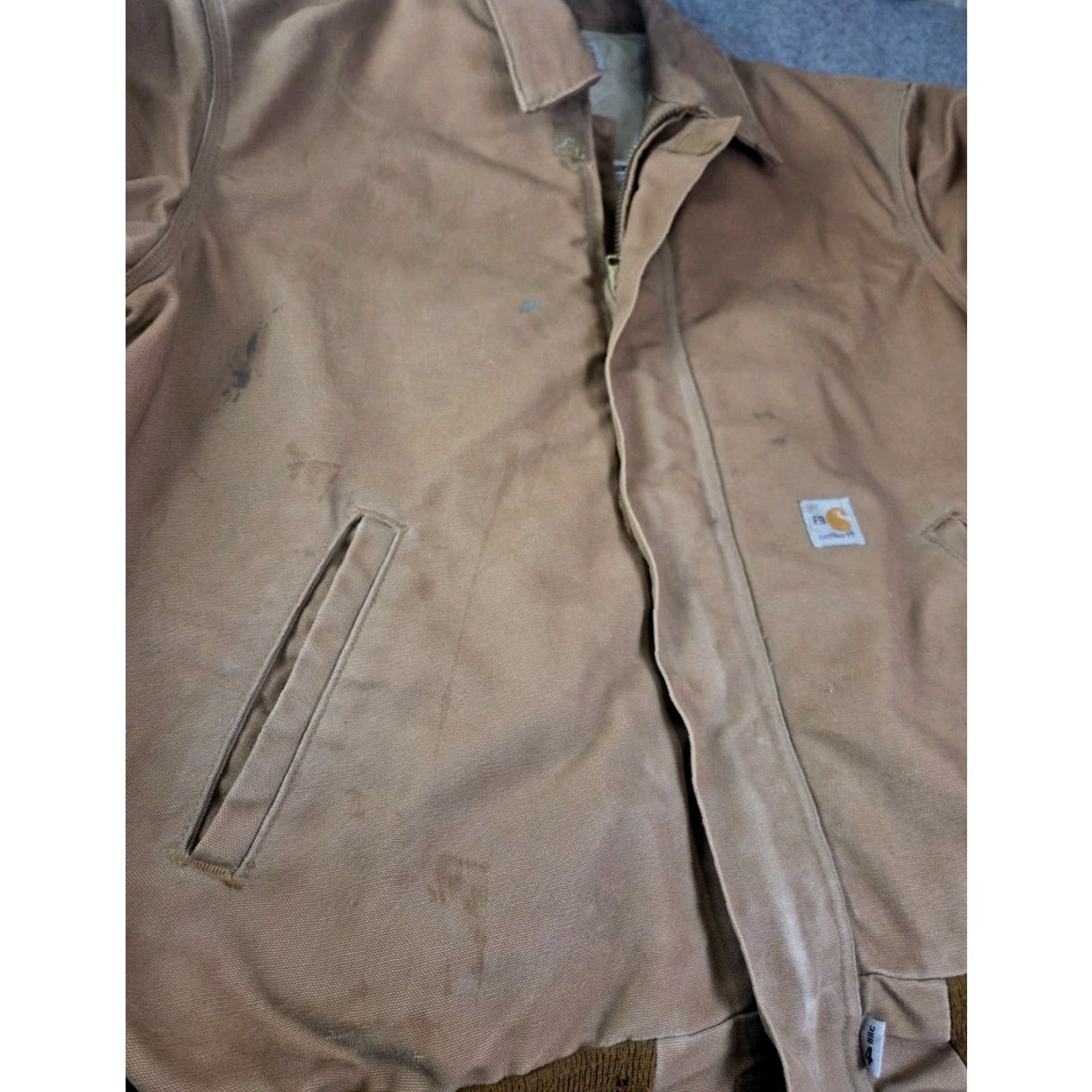 Carhartt VINTAGE Carhartt FR Flame Resistant Jacket XL Distressed Duck Canvas Quilted FRJ195 BRN Size US XL / EU 56 / 4 - 2 Thumbnail