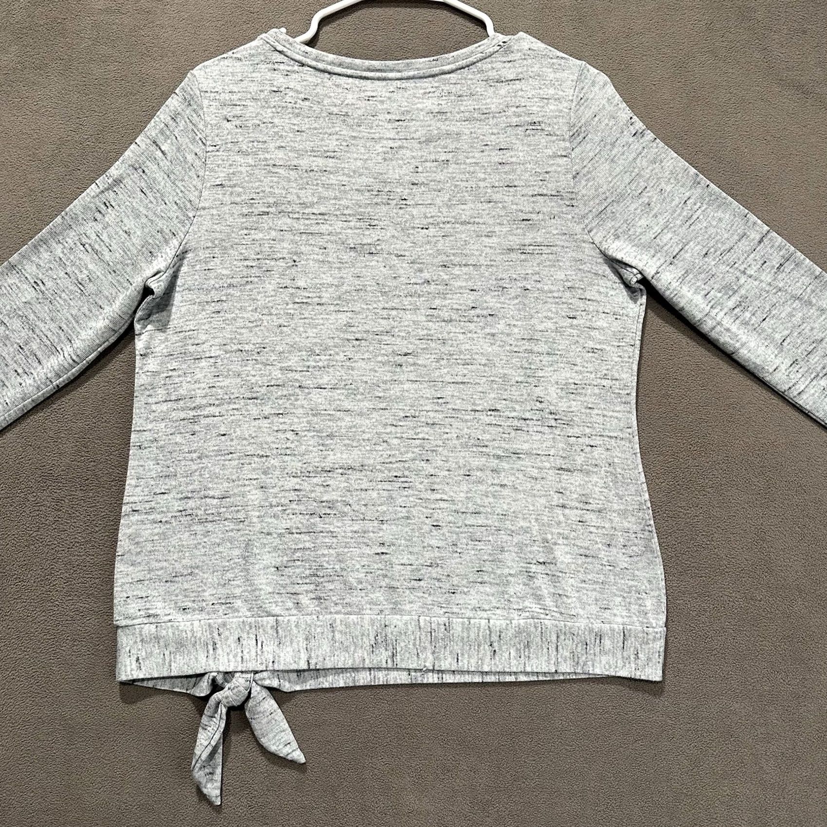 Croft & Barrow Croft & Barrow Sweater Women PM Medium Heathered Blue Side Tie Stretch Rayon Size M / US 6-8 / IT 42-44 - 2 Thumbnail