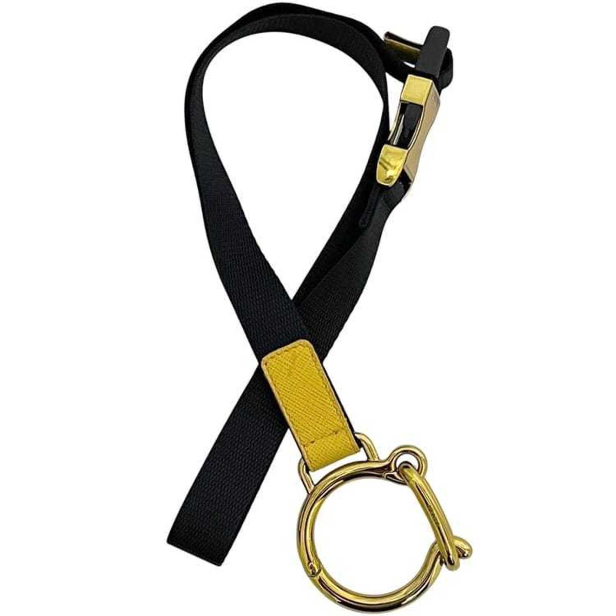 Prada Prada neck strap ec-24485 Black Yellow COLORI VARI 9Y0WM7 Unused nylon and Saffiano leather strap, two-tone black, for men women Size ONE SIZE - 1 Thumbnail