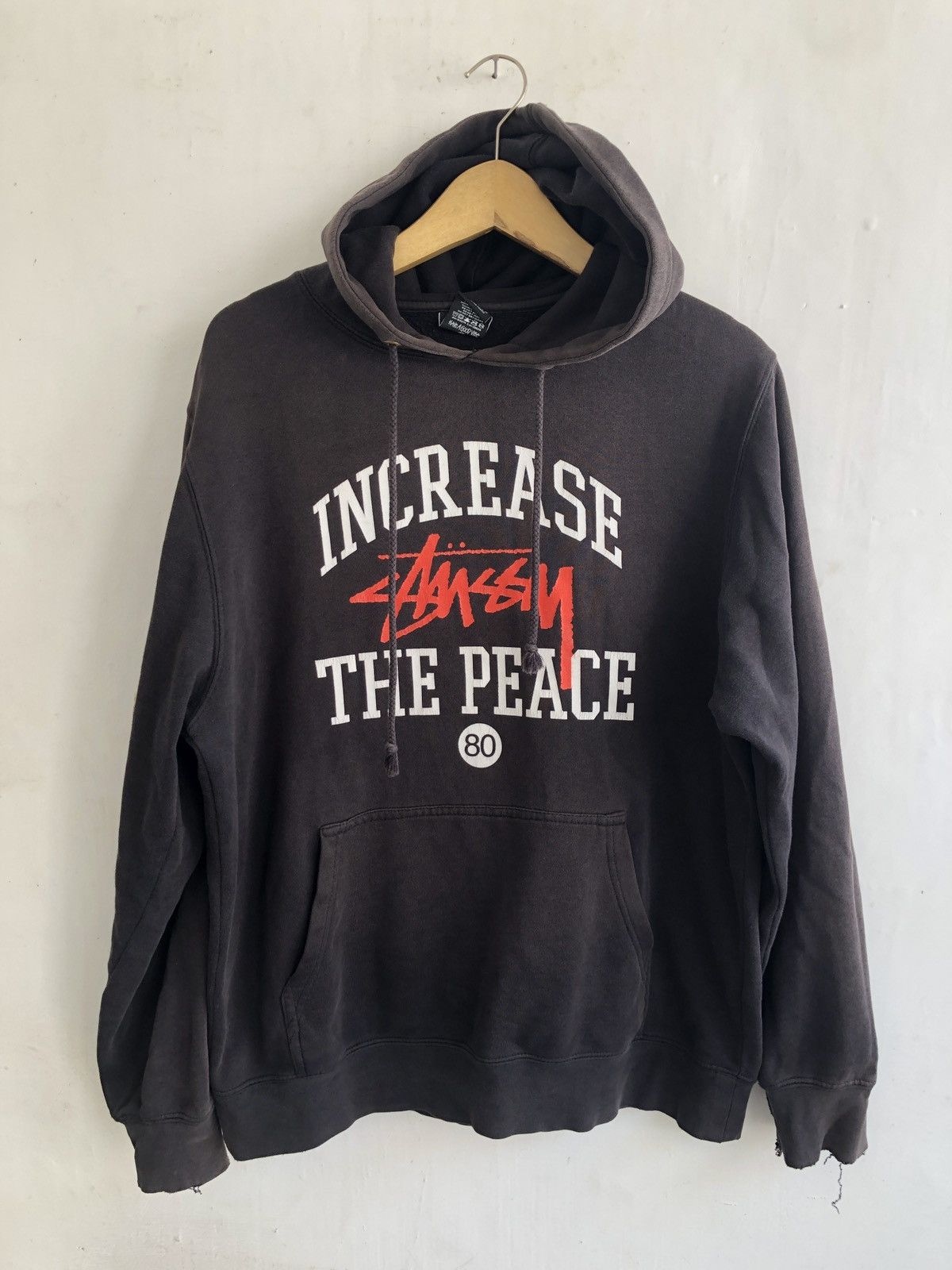 VTG Y2K STUSSY DISTRESSED FADED HOODIE