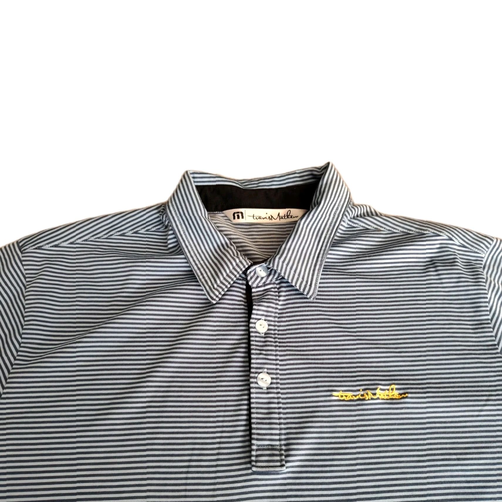 TravisMathew VINTAGE Travis Mathew Polo Shirt Men Large Blue Striped Embroidered Logo Short Sleeve Golf Activewear Size US L / EU 52-54 / 3 - 2 Thumbnail