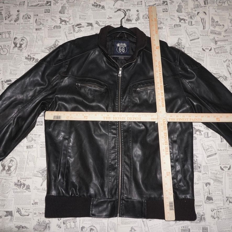 Route 66 XL - Vintage Y2K route 66 leather zip up 2000s biker jacket Size US XL / EU 56 / 4 - 4 Thumbnail