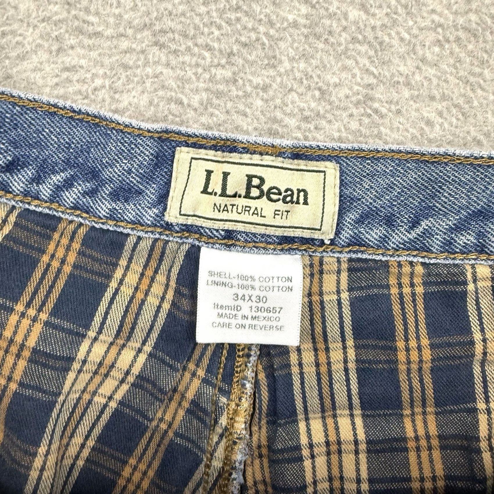 Vintage VINTAGE L.L. Bean Jeans Mens 33x30 Blue Classic Fit Denim Cotton Workwear Plaid Lined Insulated Size US 33 - 3 Thumbnail