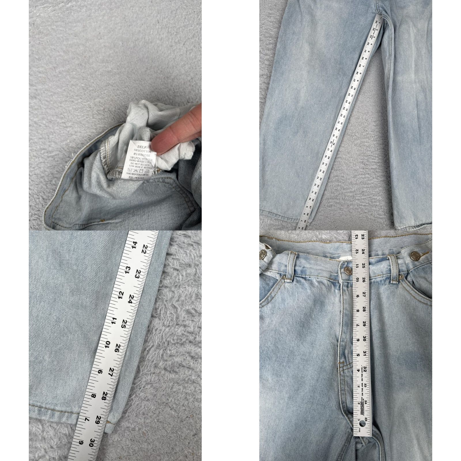 Vintage böhme Jeans Womens M Blue High Rise Wide Leg Relaxed Denim Light Wash 29x30 Jeans Womens M Blue Light Wash Wide-Leg Bohemian Vintage: No Size 32" / US 10 / IT 46 - 8 Thumbnail