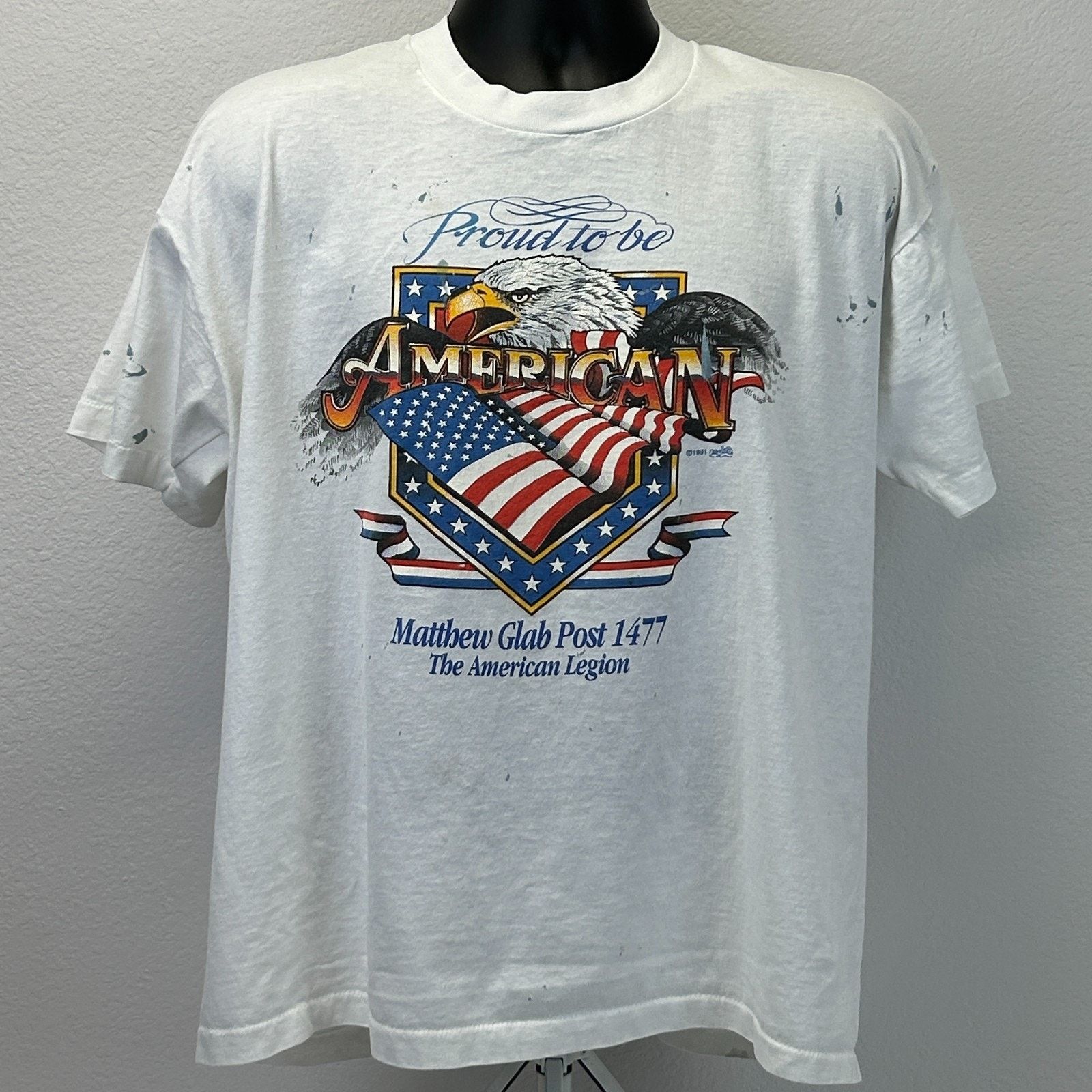 Vintage Vintage American Legion Matthew Glab Post 1477 T Shirt XL Size US XL / EU 56 / 4 - 2 Thumbnail