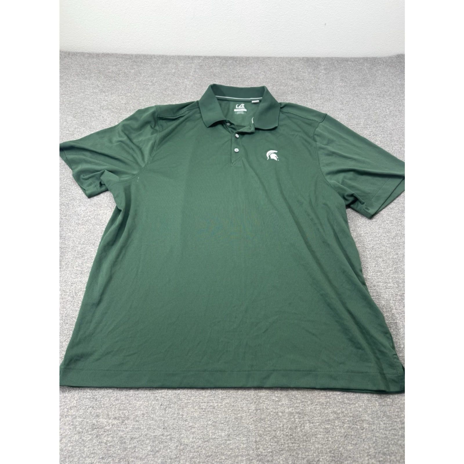 Cutter & Buck Michigan State Spartans Polo Shirt Men's 2XL Golf Stretch Performance Highlighted Logo Green State 2XL Mens Polo Size US XXL / EU 58 / 5 - 2 Thumbnail