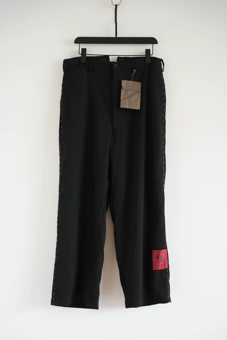 Yohji Yamamoto Yohji Yamamoto Yohji Yamamoto Black Wool Pants with Red Pa Size US 43 - 1 Thumbnail