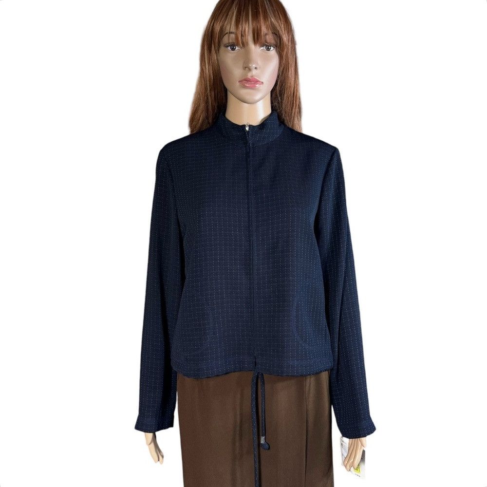 Other NWT New $168 Liz Claiborne Crepe Long Sleeve Navy Jacket Si Size XL / US 12-14 / IT 48-50 - 1 Thumbnail