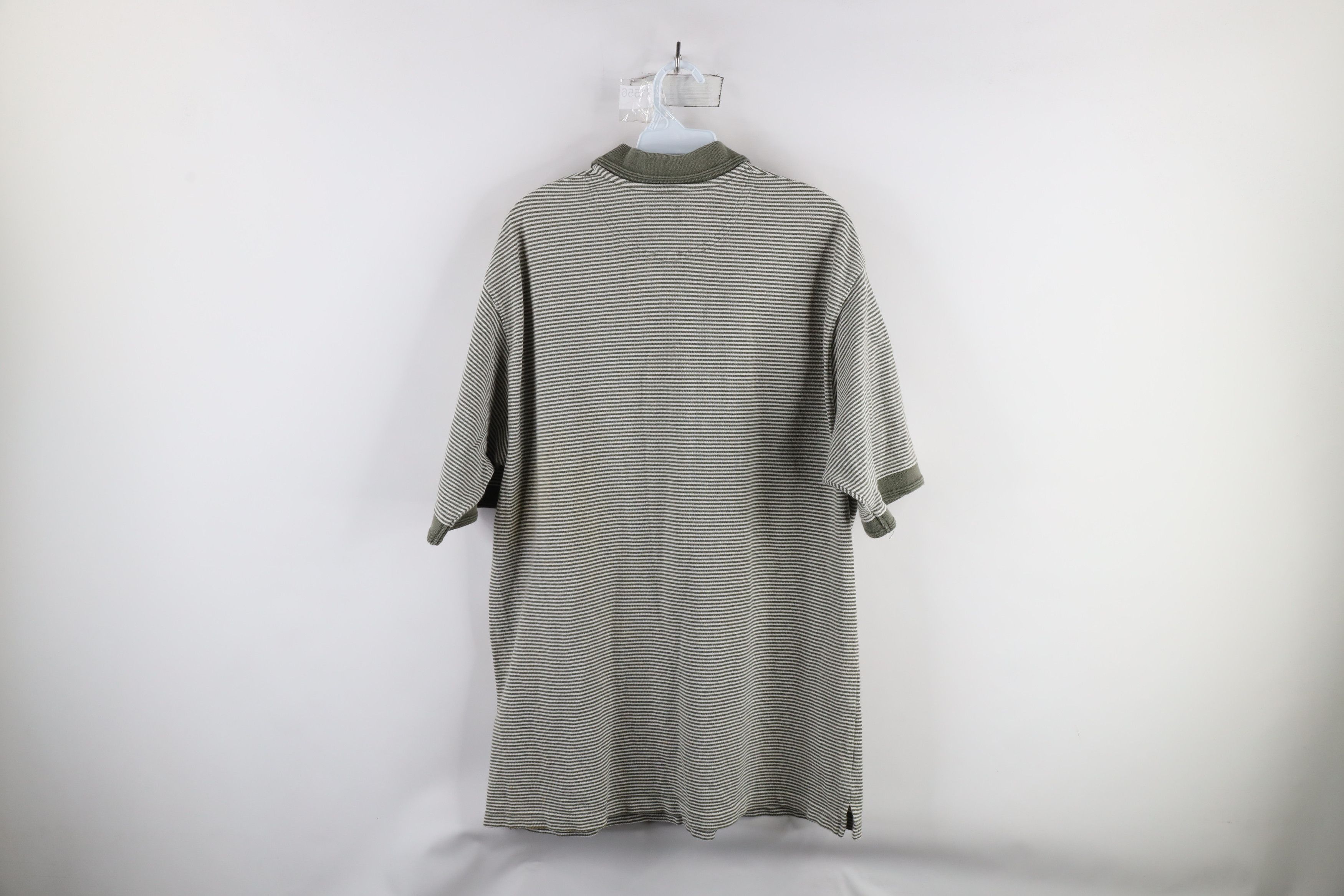Vintage Vintage 90s Streetwear Striped Heavyweight Polo Shirt Green Size US L / EU 52-54 / 3 - 7 Thumbnail