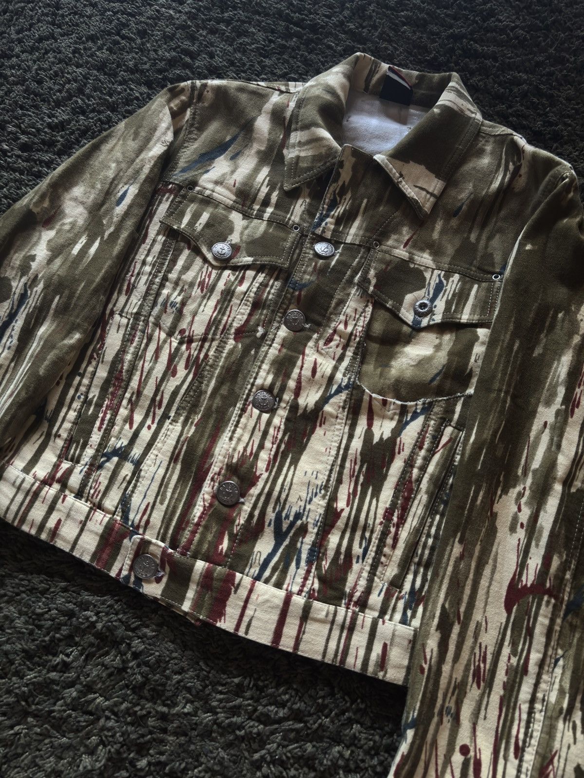 Jean Paul Gaultier FW97 Jean Paul Gaultier Blood Splatter Vomit Denim Jacket Size US XS / EU 42 / 0 - 4 Thumbnail