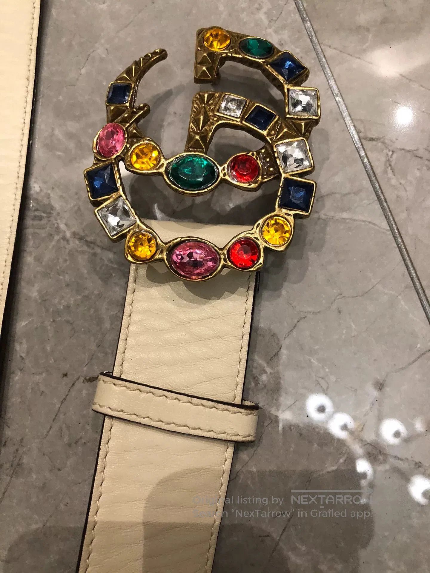 Gucci Gucci Crystal Gemstone Buckle Belt. Size ONE SIZE - 7 Thumbnail