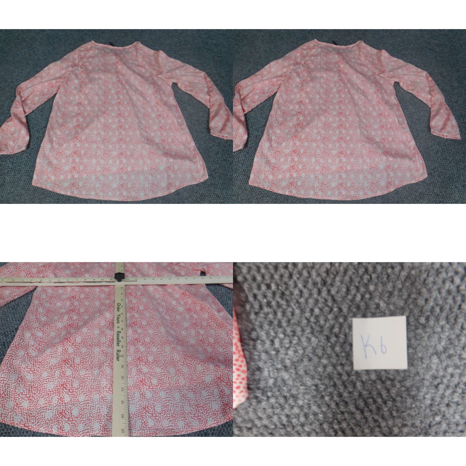 Vintage Misoka Womens Shirt L Red pullover dots Crew Neck Short Sleeve Cotton Blend Blouse Casual Vintage? No. (But ensure no extra). Size L / US 10 / IT 46 - 9 Thumbnail