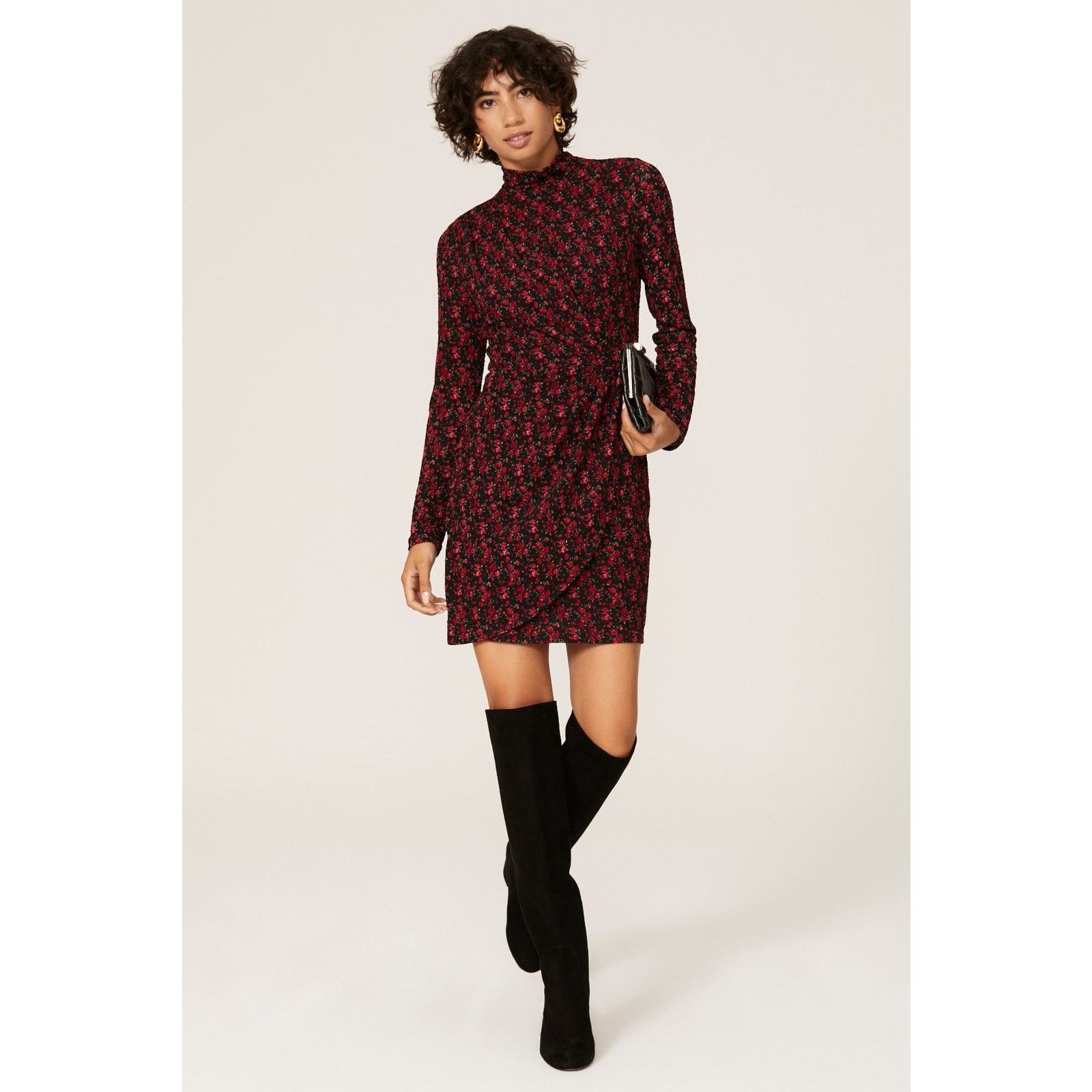 Black Halo RTR Black Halo Sz 2 Red Black Floral Long Sleeve Mini Dress Size XS / US 0-2 / IT 36-38 - 1 Thumbnail