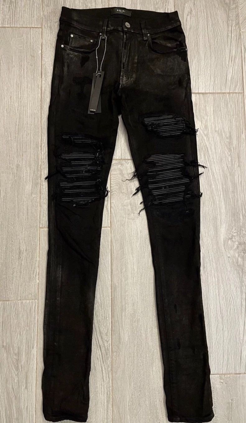 Amiri Amiri 16th season OG gold dust mx1 black patched leather d Size US 30 / EU 46 - 1 Thumbnail