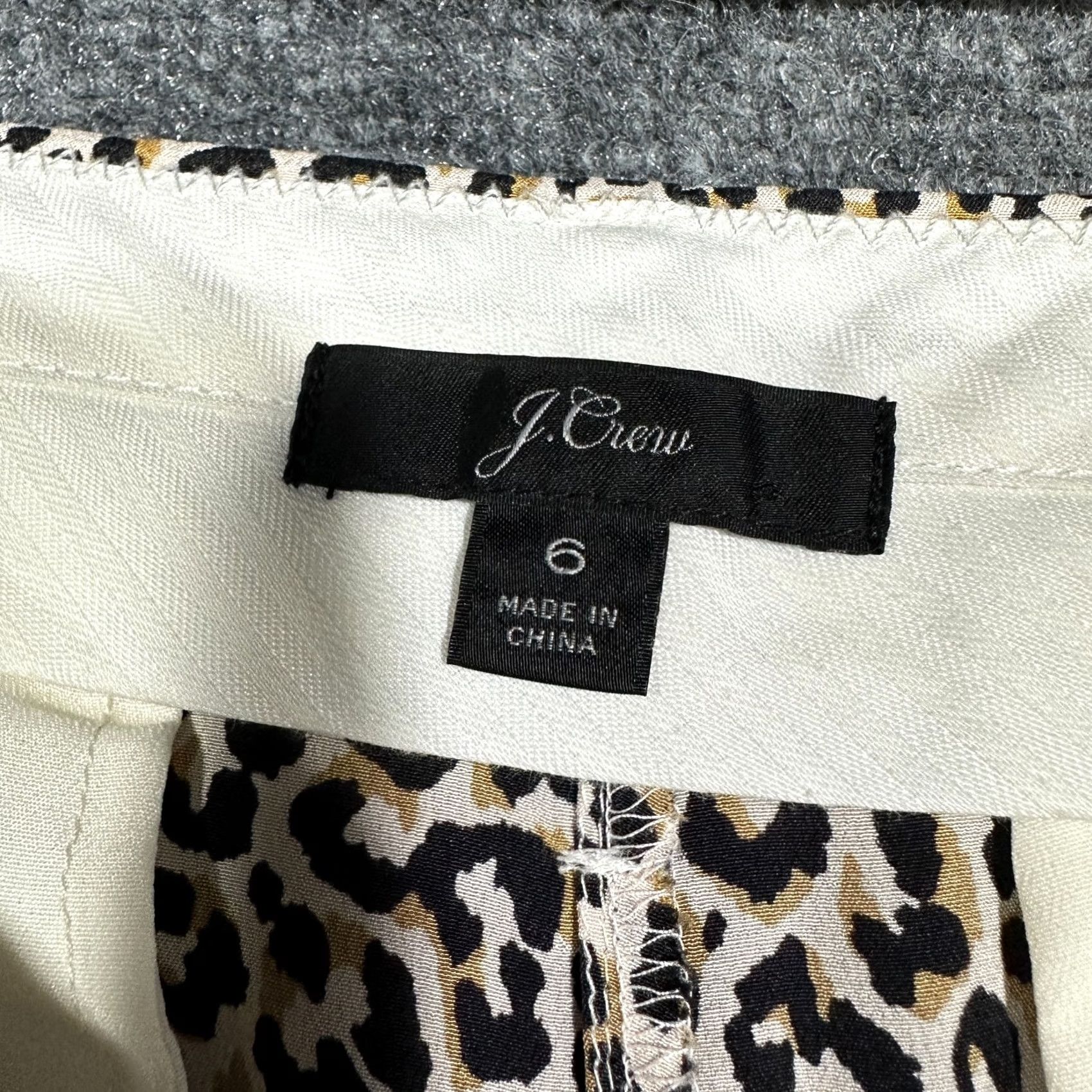 J.Crew J.CREW Pants Womens 6 Wide Leg Cropped Leopard Print Silk Zip Fly J5692 Size 28" / US 6 / IT 42 - 4 Thumbnail