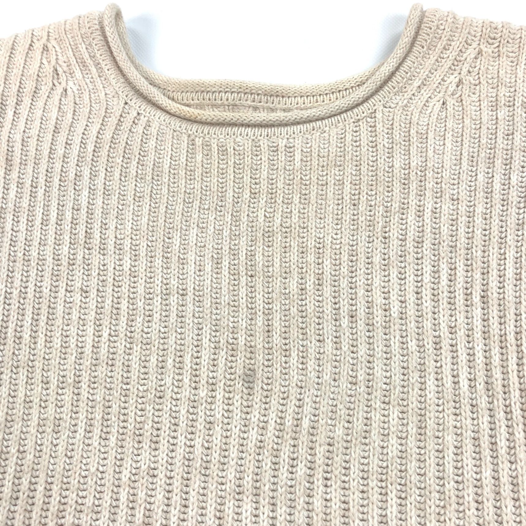 Gap GAP Sweater Womens S Relaxed Crew Knit Pullover Oatmeal Beige High Low Hem Ribbed Knit 100% Cotton Mens? No Size S / US 4 / IT 40 - 2 Thumbnail