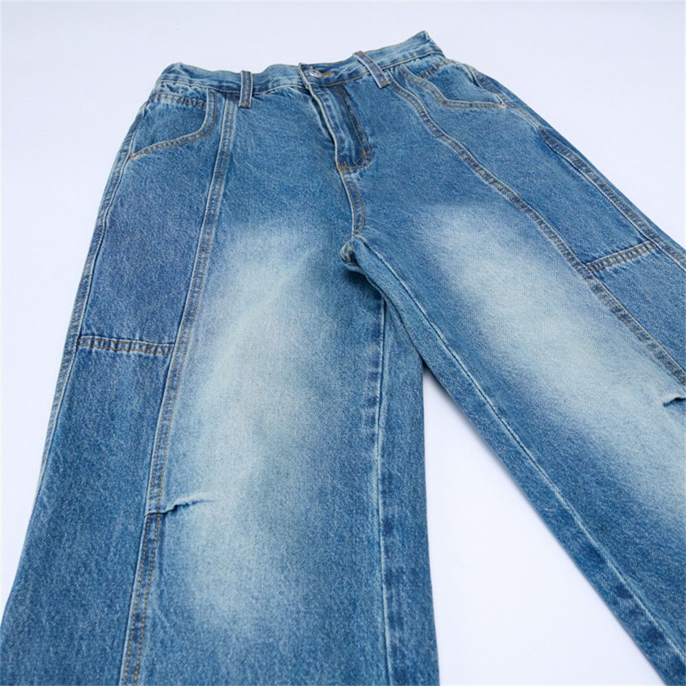 Jean Retro men's washed casual loose wide-leg jeans Size US 32 / EU 48 - 5 Thumbnail