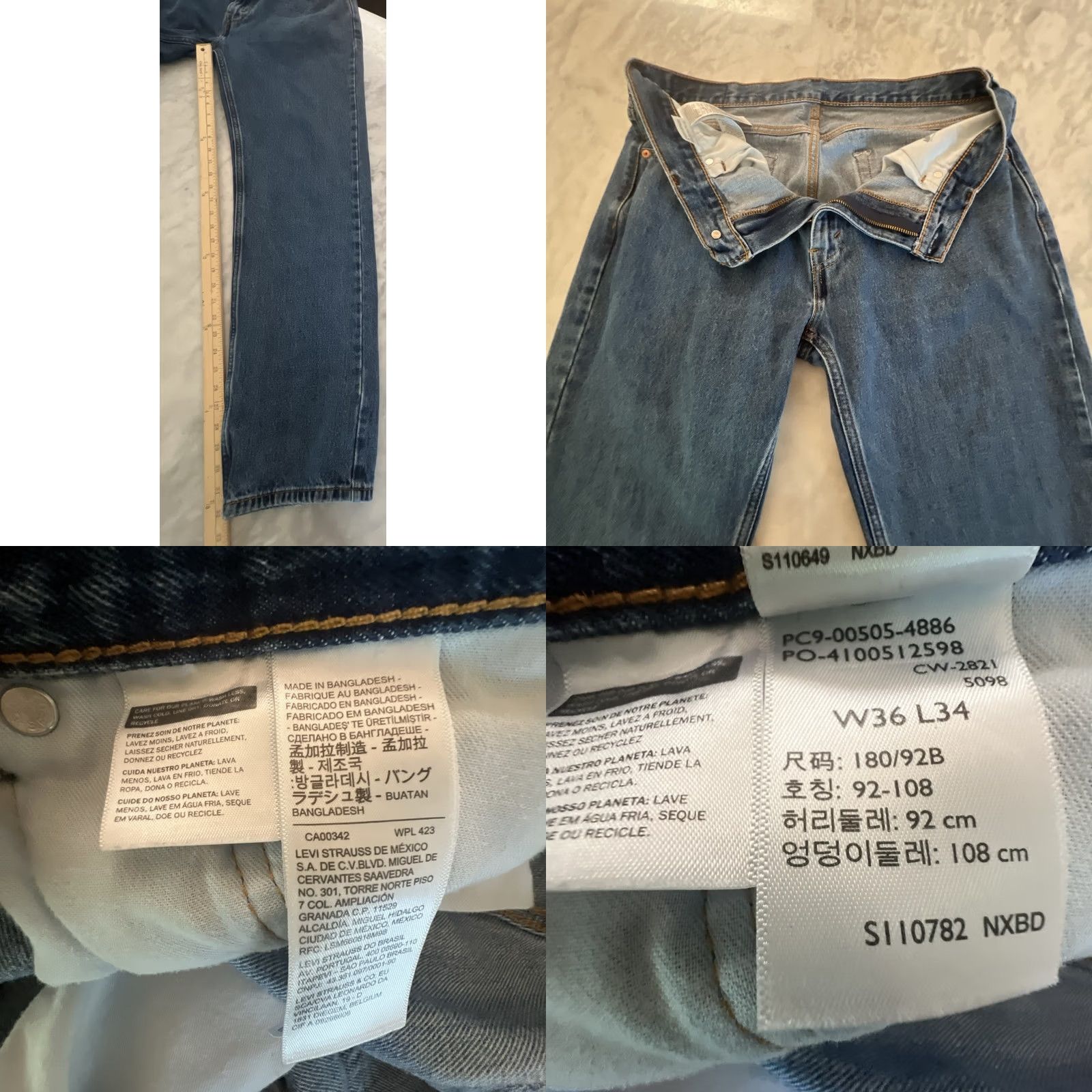 Levi's Levi’S Jeans Mens 34x32 Blue Denim Zipper Pockets Size US 34 / EU 50 - 8 Thumbnail