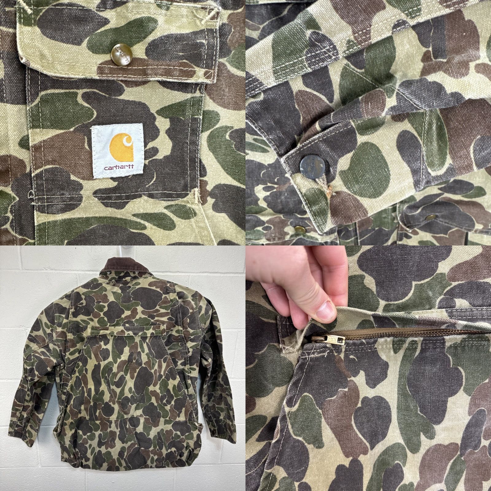 Carhartt VINTAGE Carhartt Camouflage Hunting Coat Jacket CU253 Large Men Jacket Camouflage 80s Hunting USA Size US L / EU 52-54 / 3 - 9 Thumbnail
