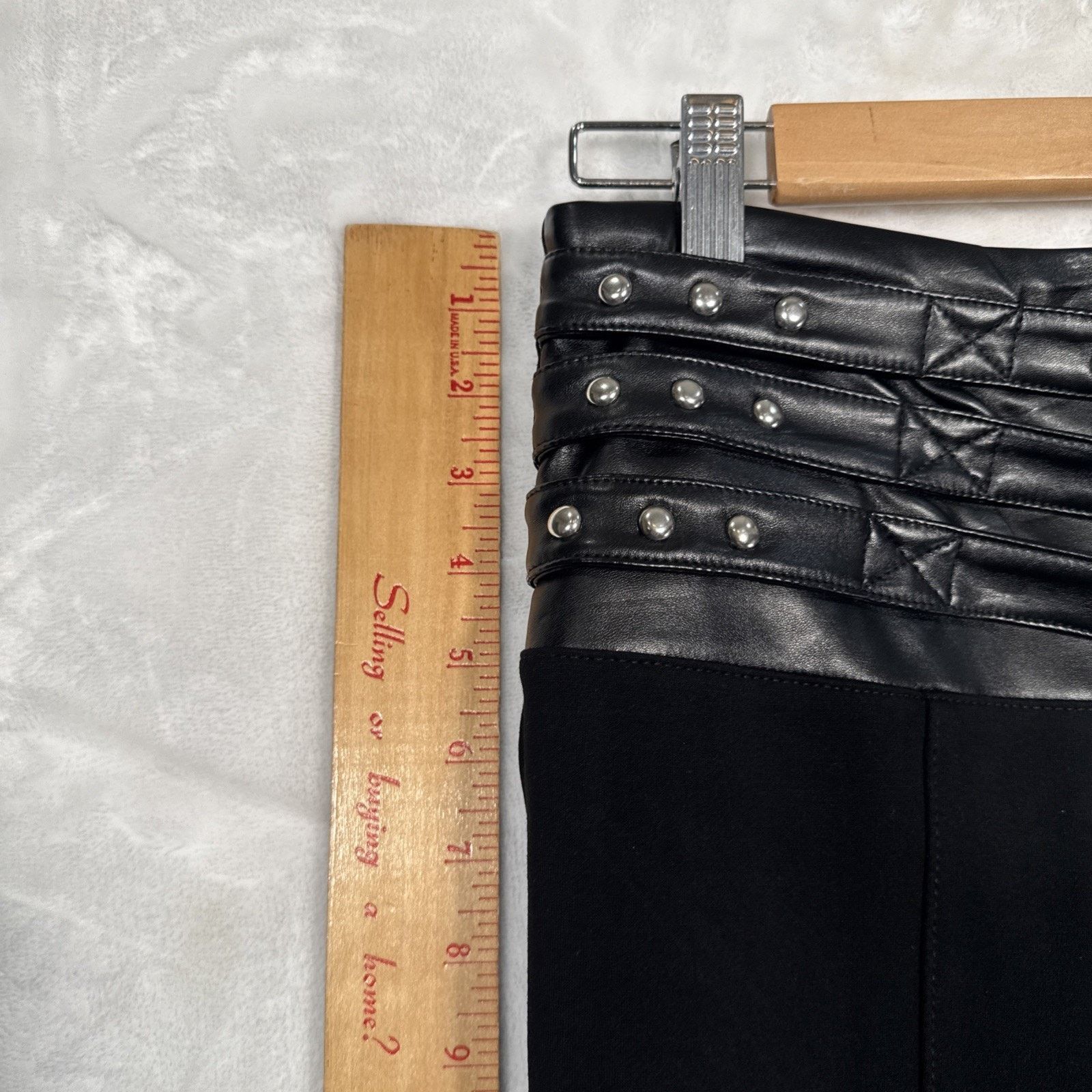 Bebe MP - Bebe Black Triple Belted Pleather Top Tapered Leg Back Size 32" / US 10 / IT 46 - 12 Thumbnail