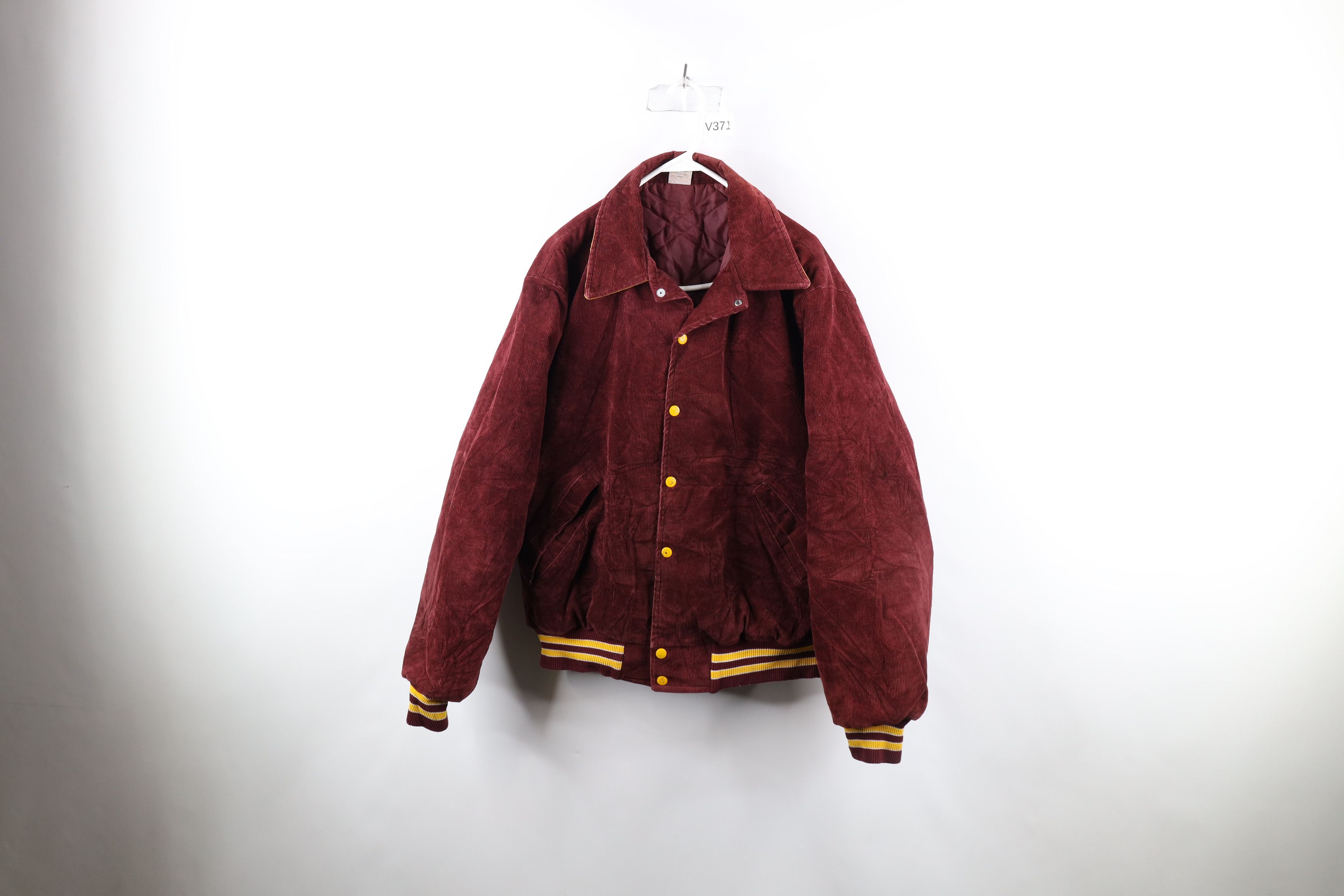 image of Vintage 70's Streetwear Corduroy Varsity Jacket Maroon Usa in Red, Men's (Size 2XL)