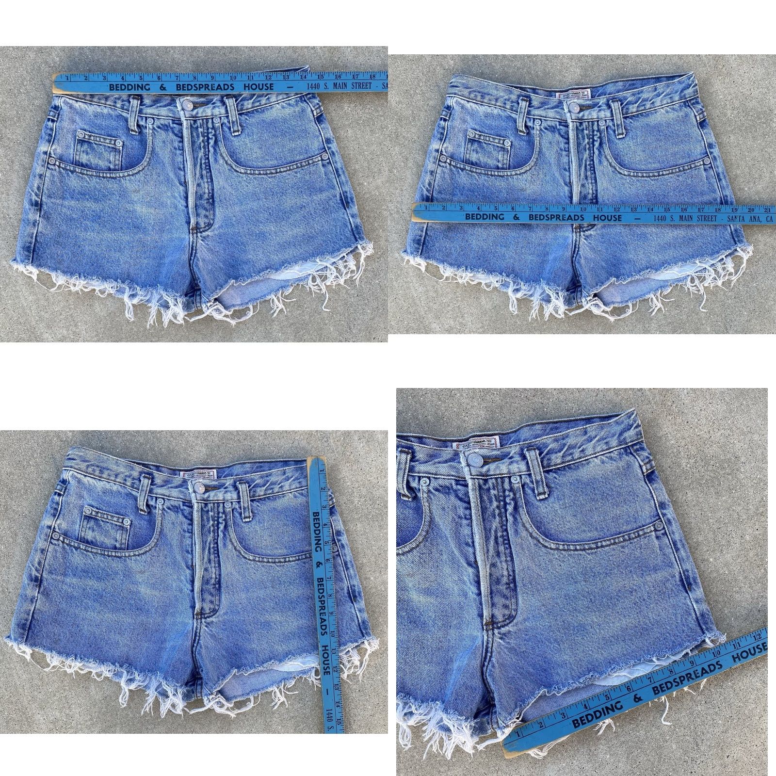 Guess VINTAGE GUESS Denim Shorts Button Fly Cut-Off 31 in Waist Blue Women's 80s 90s Casual Pockets Frayed Hem Rise High Womens Size 24" / US 00 / IT 34 - 11 Thumbnail