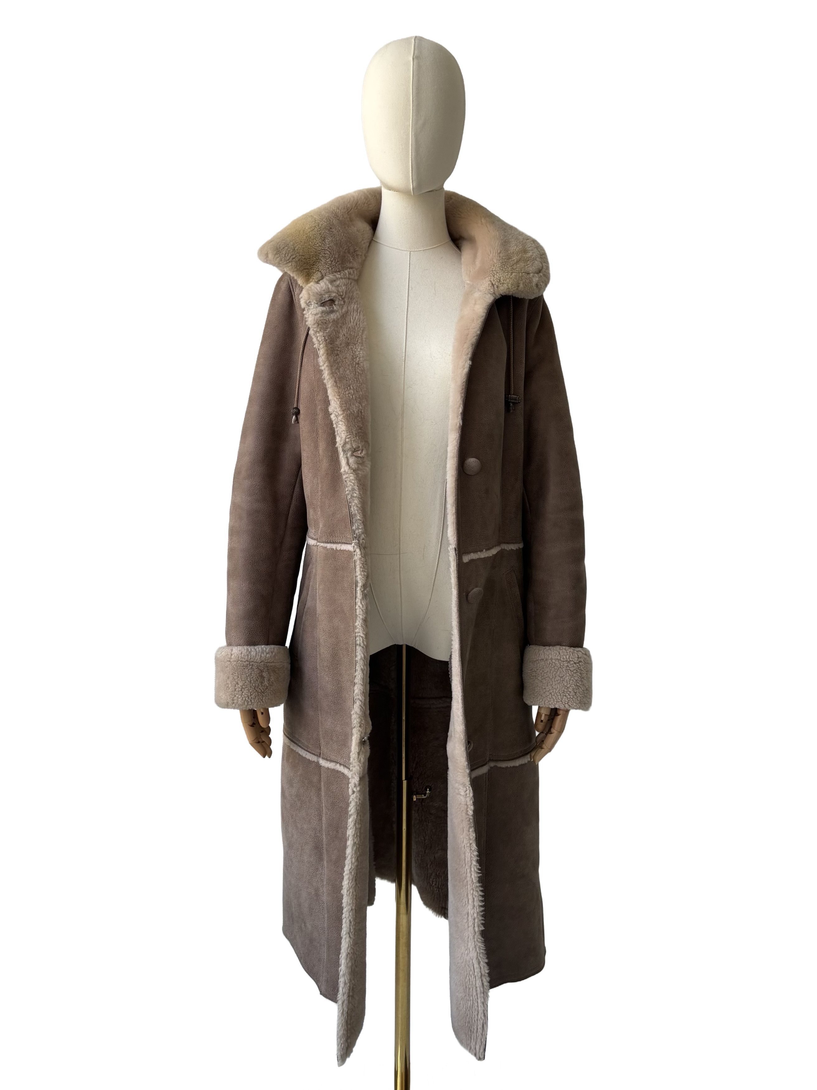 Vintage Vintage Sheepskin Shearling Coat Hooded Long Winter Jacket Size M / US 6-8 / IT 42-44 - 4 Thumbnail