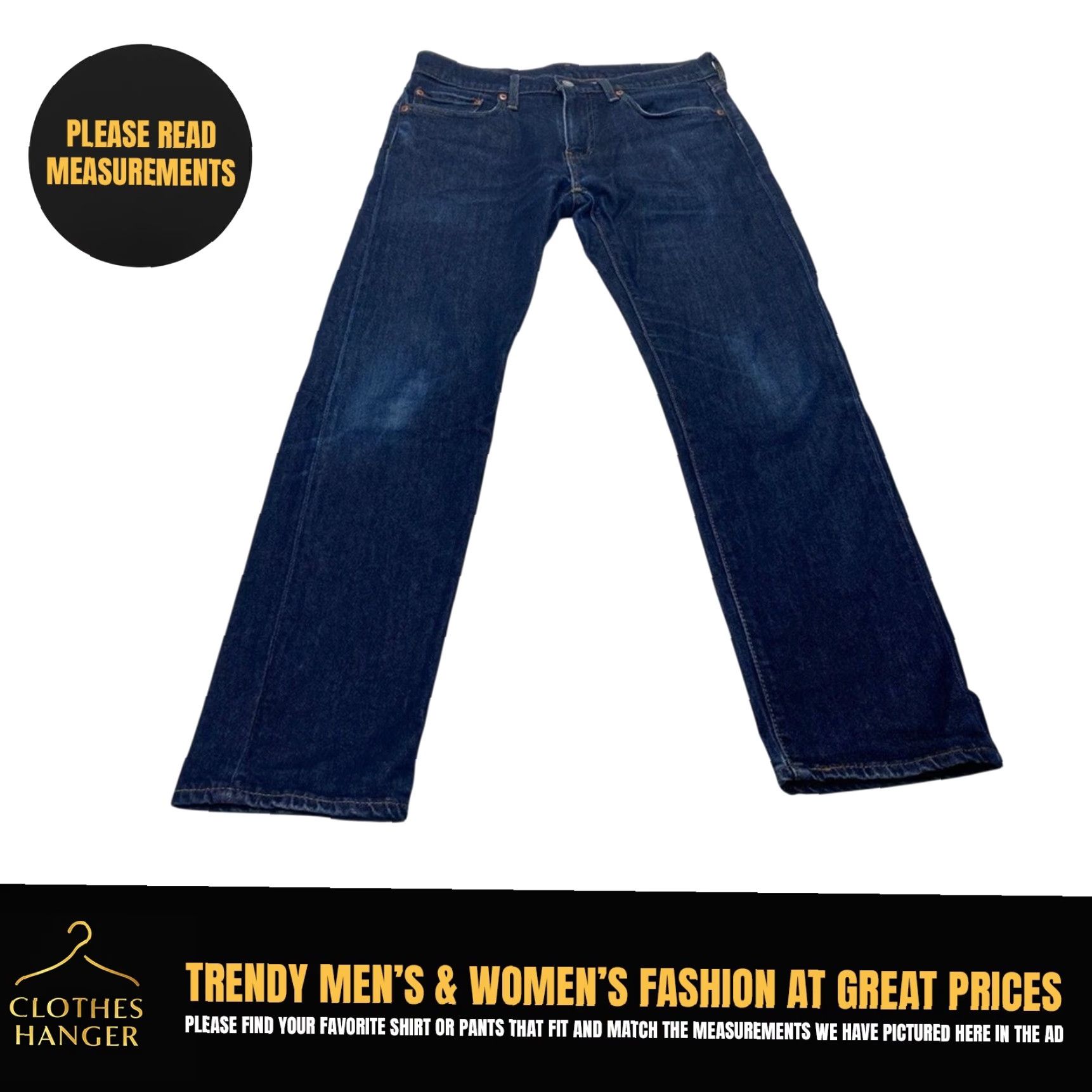 Levi's Levi's Premium 505 Jeans Mens 31x30 Blue Denim Straight Leg Stretch Big E Tab Size US 31 - 2 Thumbnail