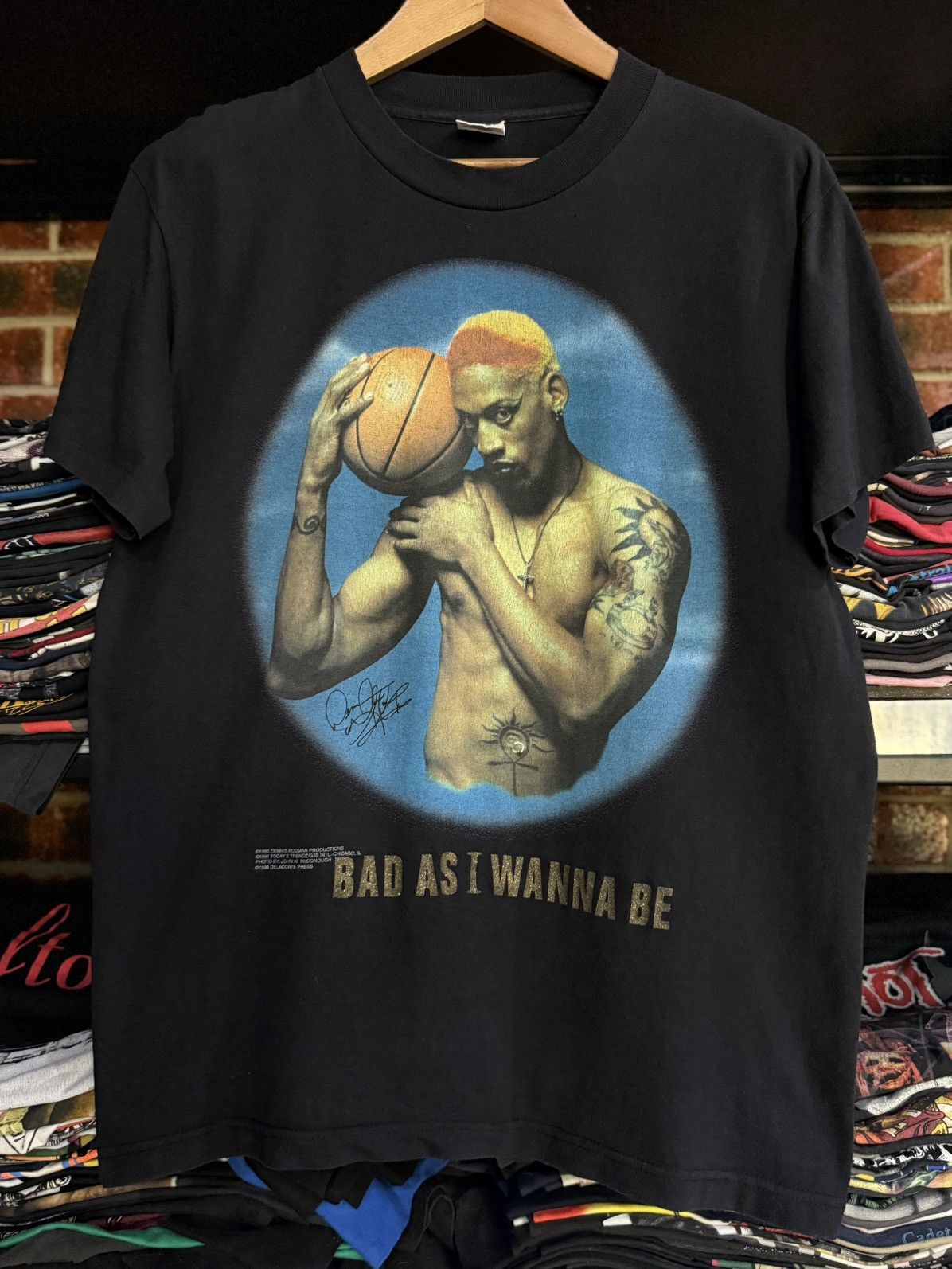 NBA Vintage 90s Dennis Rodman Bad As I Wanna Be NBA Faded Tee Size US L / EU 52-54 / 3 - 1 Thumbnail