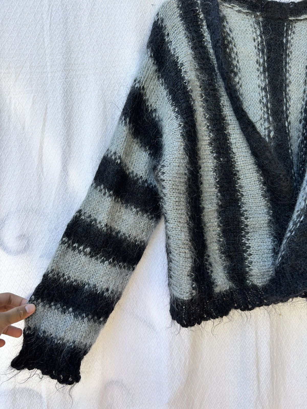 Japanese Brand Cardigan fuzzy mohair stripe style knit Size US M / EU 48-50 / 2 - 5 Thumbnail