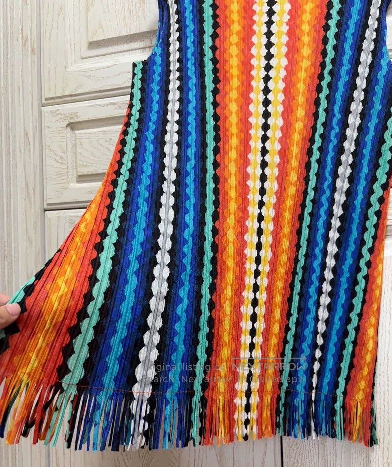 Issey Miyake Issey Miyake Color-Striped Mock Neck Sleeveless Long Top Size L / US 10 / IT 46 - 3 Thumbnail