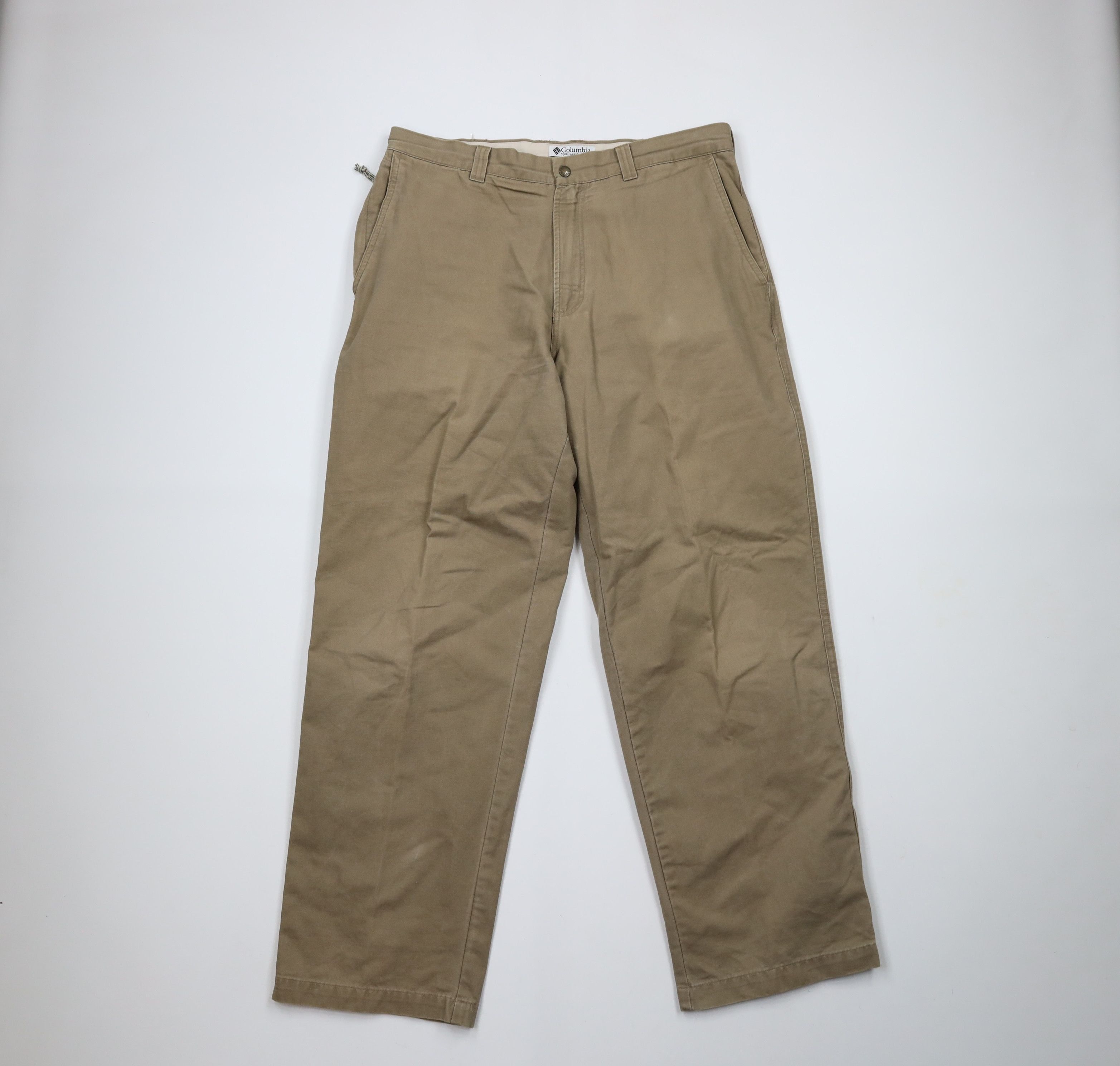 Columbia × Vintage Vintage Columbia Wide Leg Canvas Dungaree Pants Beige Size US 36 / EU 52 - 1 Thumbnail