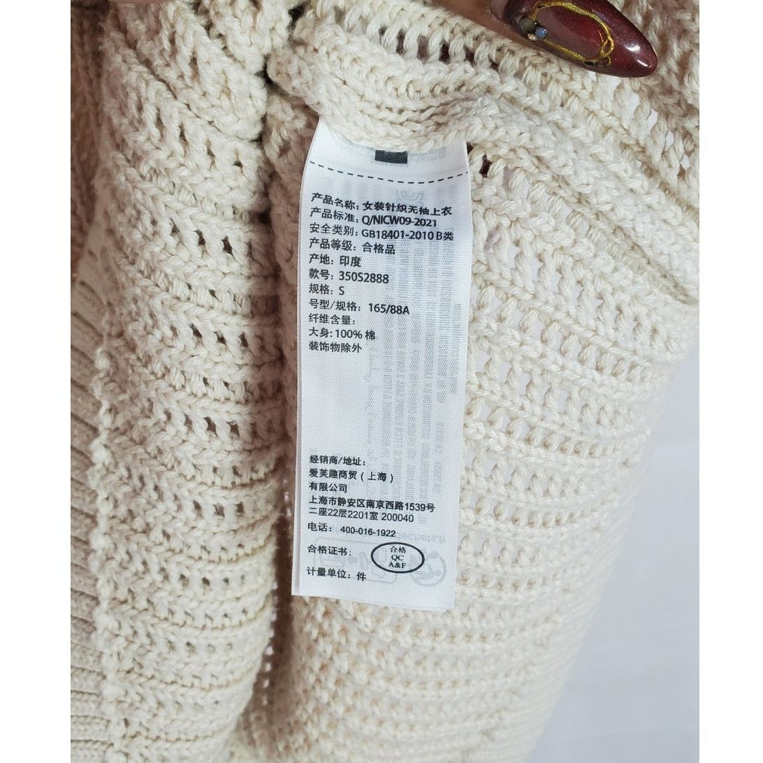 Hollister Hollister Crochet Knit Cotton Crop Sweater Vest Beige Size S Size S / US 4 / IT 40 - 4 Thumbnail