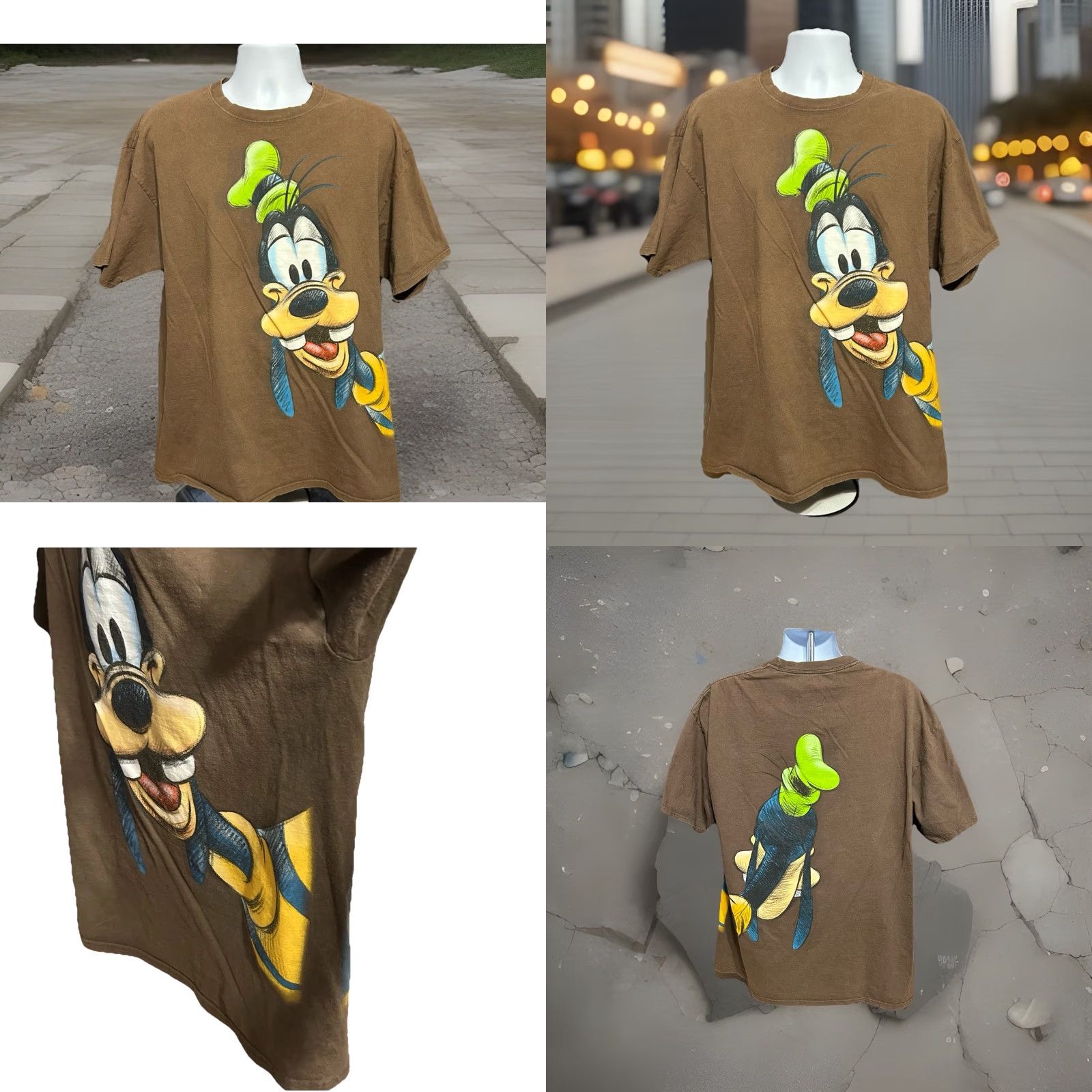 Hanes Goofy Wrap Around AOP Shirt Men 2XL Brown Shirt Disneyland Resort Short Sleeves Size US XXL / EU 58 / 5 - 10 Thumbnail