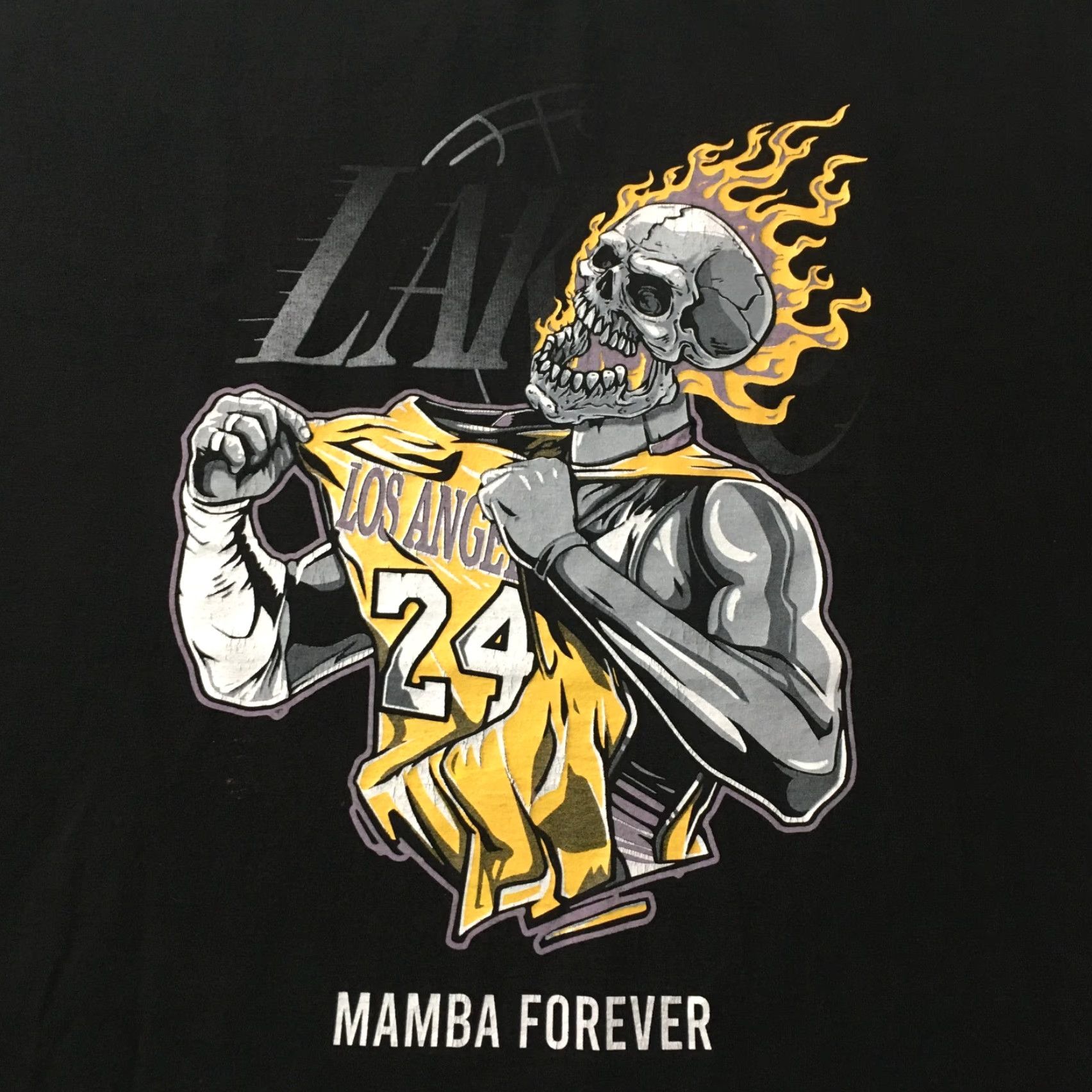 Vintage VINTAGE Kobe Bryant Mamba Forever 4XL Shirt Mens Black Cotton Skull Flames 24 laker Nike? Size US XXL / EU 58 / 5 - 4 Thumbnail