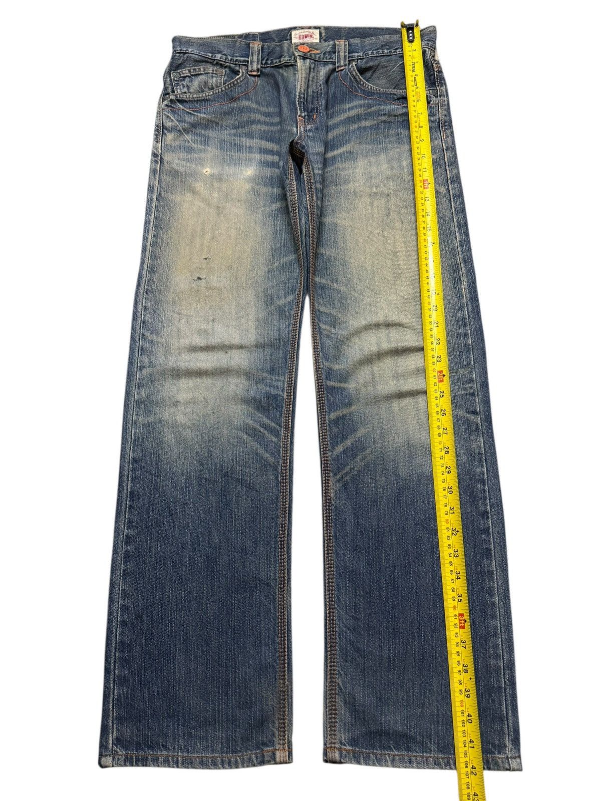 Edwin Vintage 90s Edwin XV Blue Faded Wash Whiskers Straight Loose Size US 34 / EU 50 - 10 Thumbnail