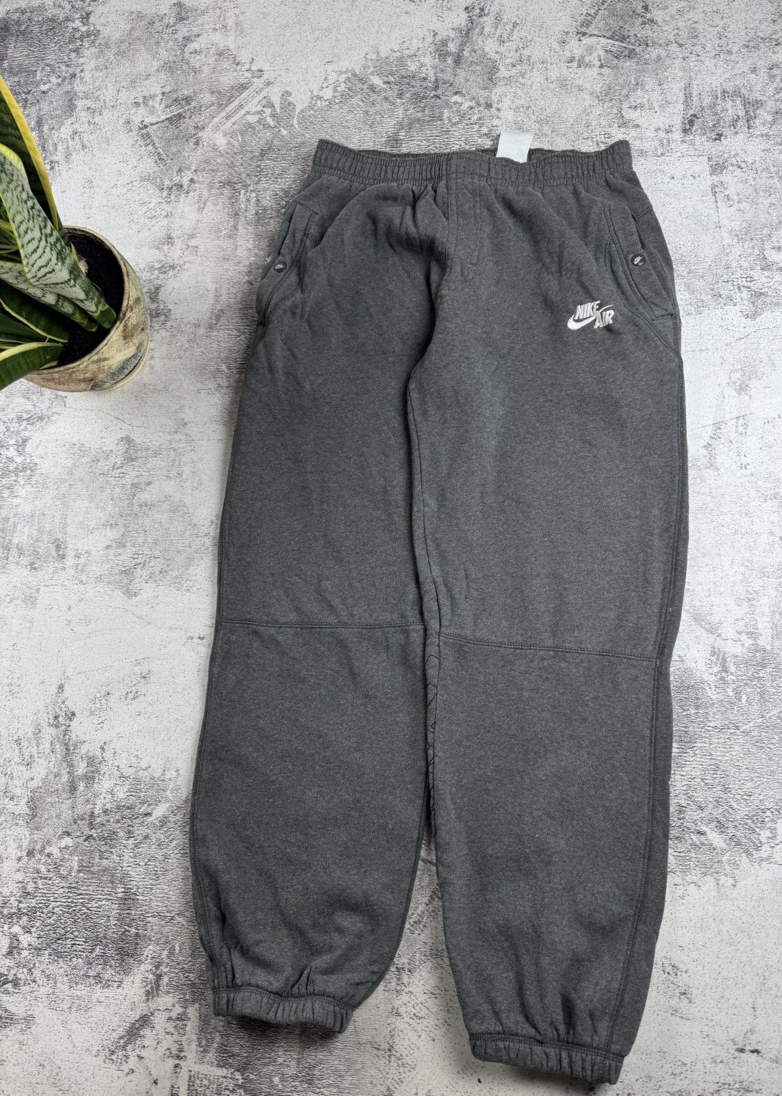 Nike Nike Air Medium Gray Men Baggy Wide Sweat Pants Trousers Activewear Cotton Sport Size US 32 / EU 48 - 3 Thumbnail