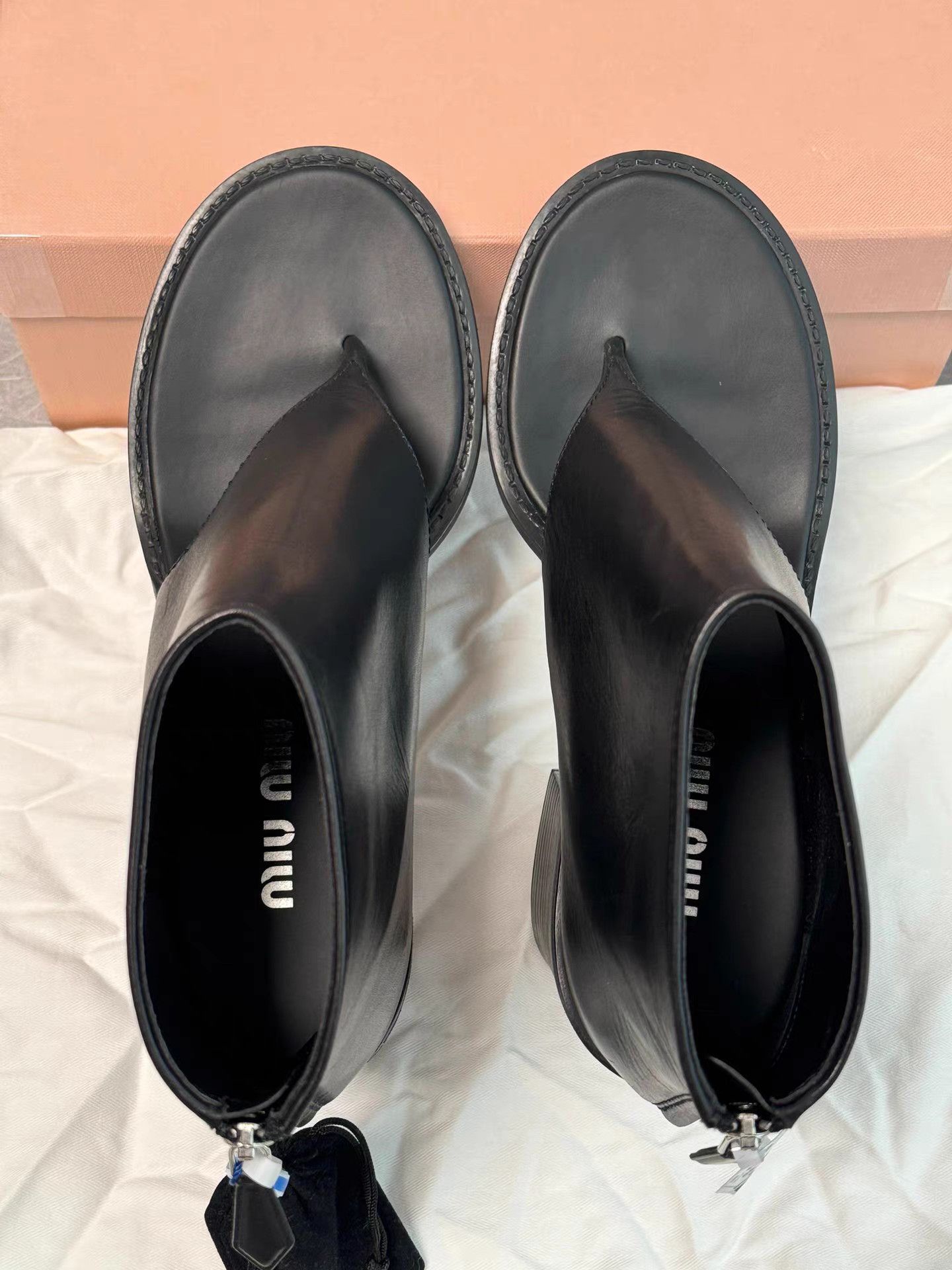 Miu Miu Miu Miu Square Heel Thong High Heel Wedge Slides K6 Size US 8.5 / IT 38.5 - 8 Thumbnail