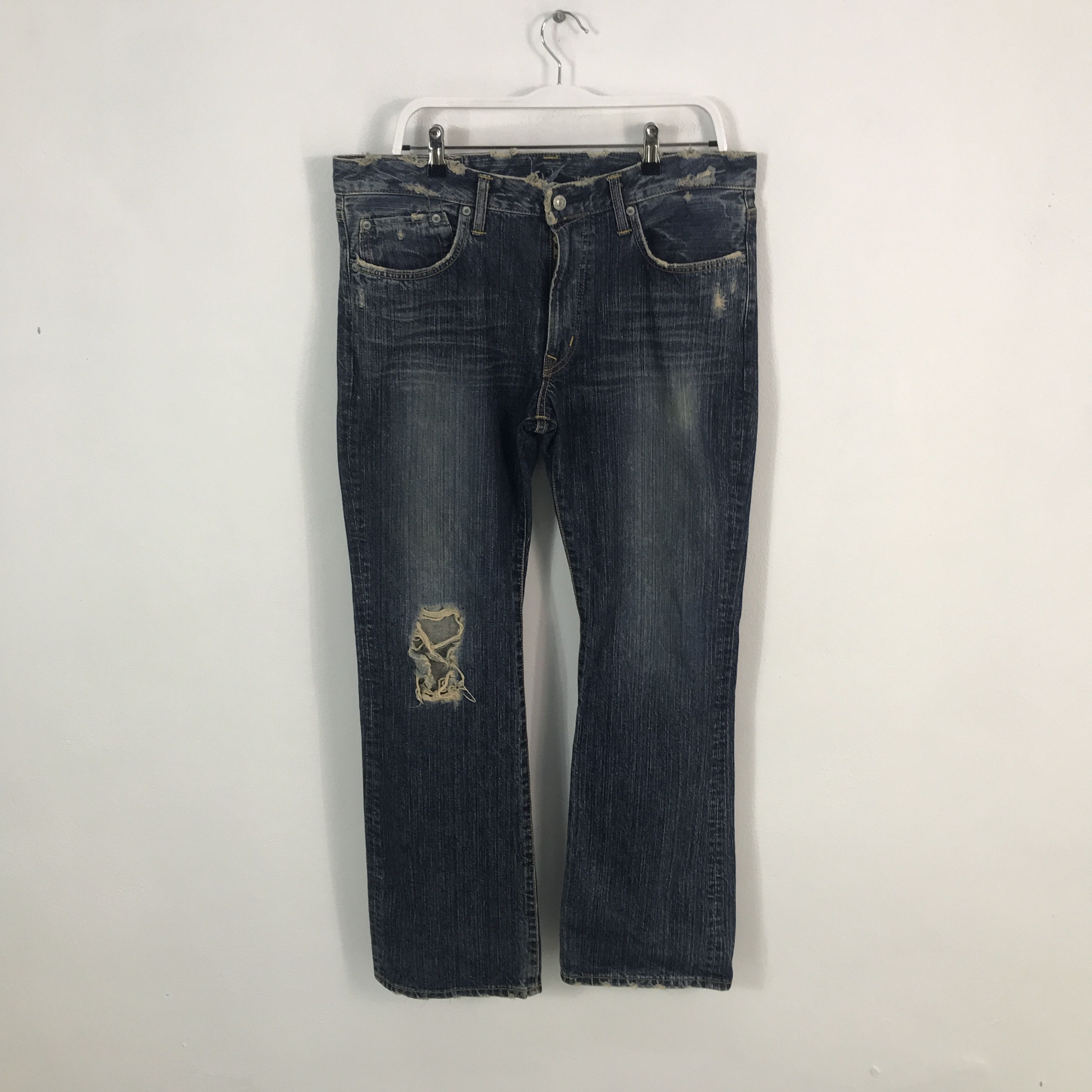 Edwin × Japanese Brand Flared Edwin distressed denim bootcut denim pants Size US 34 / EU 50 - 1 Thumbnail