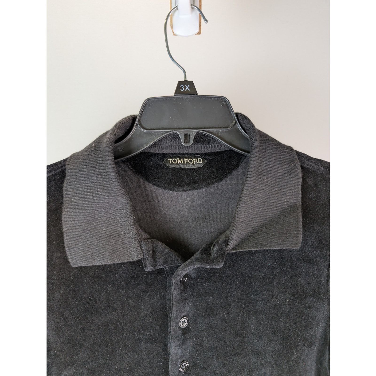 Tom Ford o1rshd1 CC20 Black Modal Velour Polo Shirt in Black Size US M / EU 48-50 / 2 - 7 Thumbnail