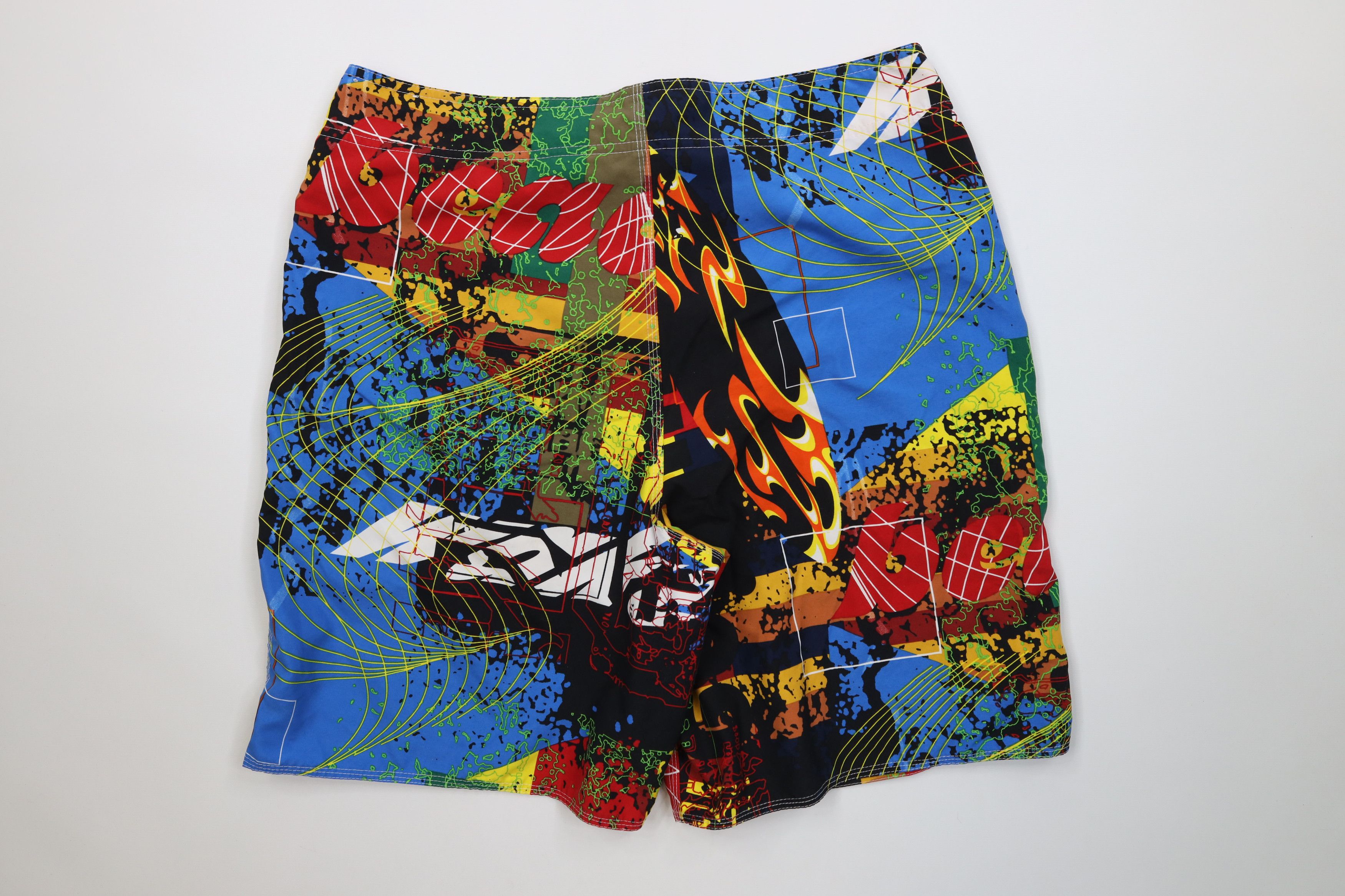 Vintage Vintage 90s Y2K Streetwear Graffiti Fire Flames Board Shorts Size US 36 / EU 52 - 8 Thumbnail