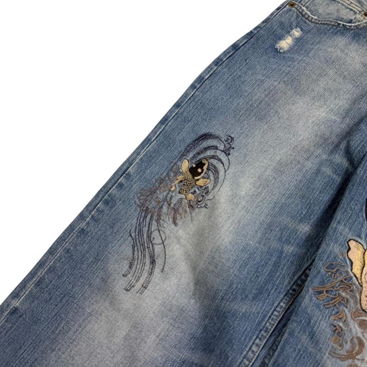 Karakuri Tamashii Karakuri Tamashii Embroidered Koi Japanese Jeans - Waist 32 Size US 32 / EU 48 - 3 Thumbnail