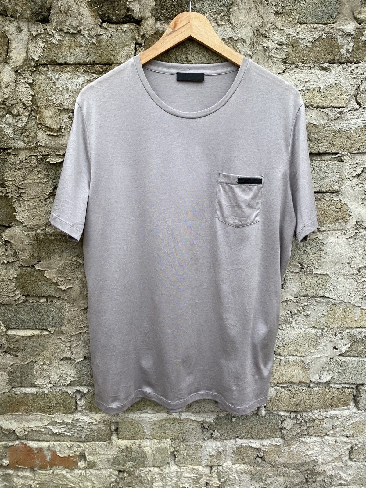 Prada Silver Black Tab Pocket Tee Size US L / EU 52-54 / 3 - 1 Thumbnail