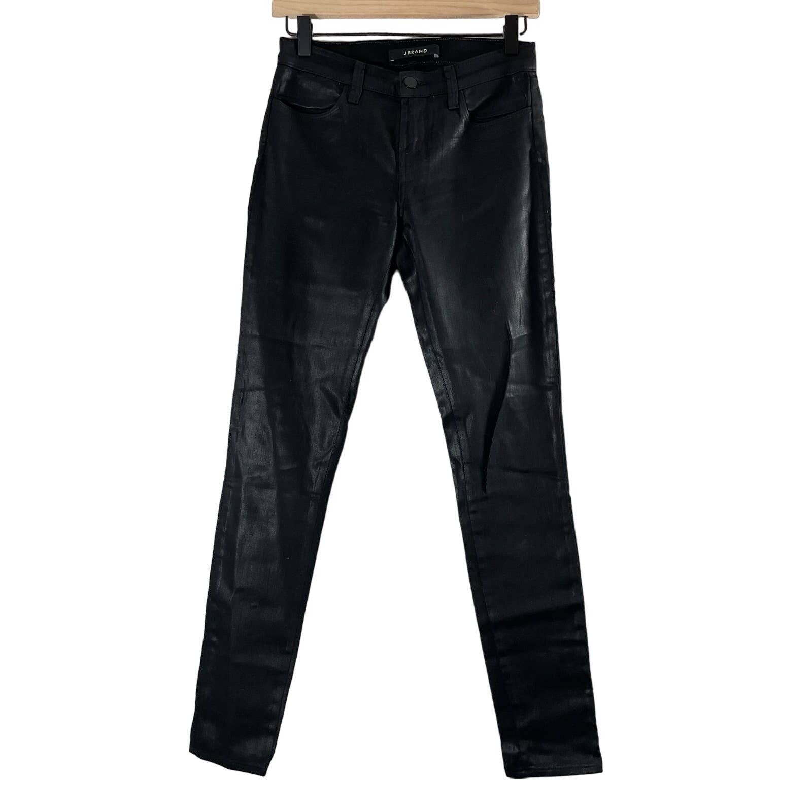 J Brand J Brand Black Super Skinny Coated Lacquer Jeans - Size 26 Size 26" / US 2 / IT 38 - 2 Thumbnail