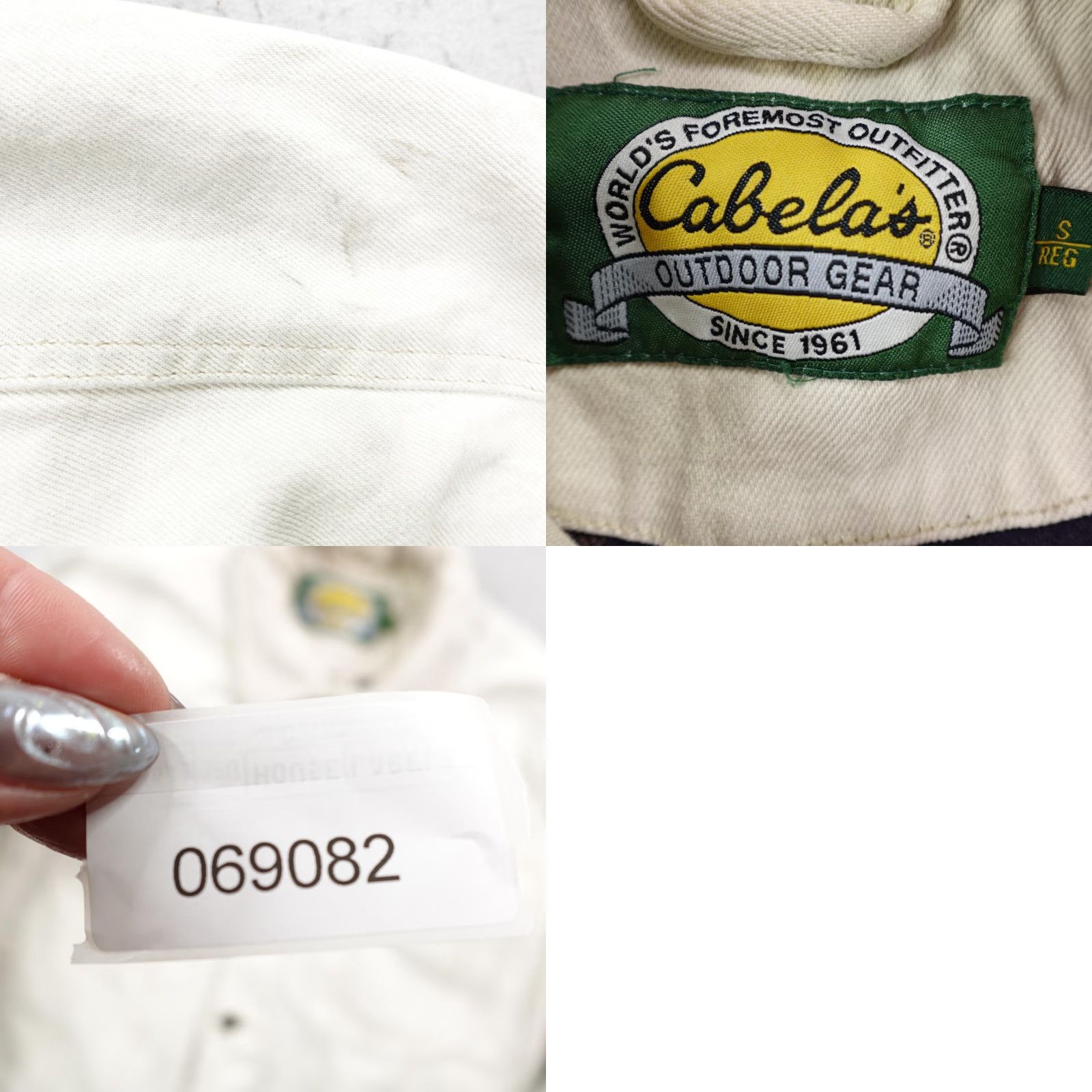 Vintage Cabela's Jacket Men Small White Denim Flannel Lined Bomber Chore Collar Coat Size US S / EU 44-46 / 1 - 8 Thumbnail