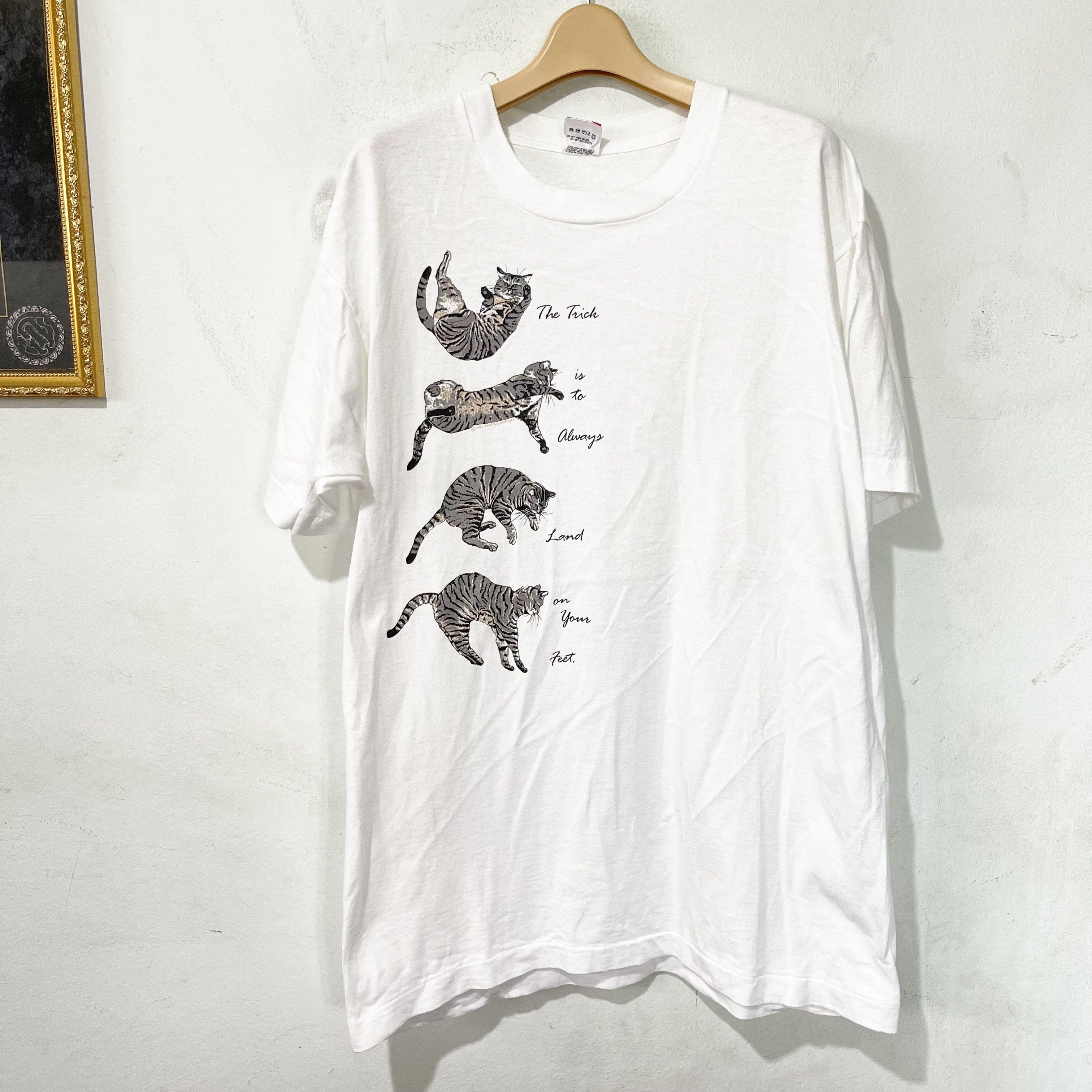 Vintage Vintage 90s Cat Quote T-Shirt Size US L / EU 52-54 / 3 - 1 Thumbnail