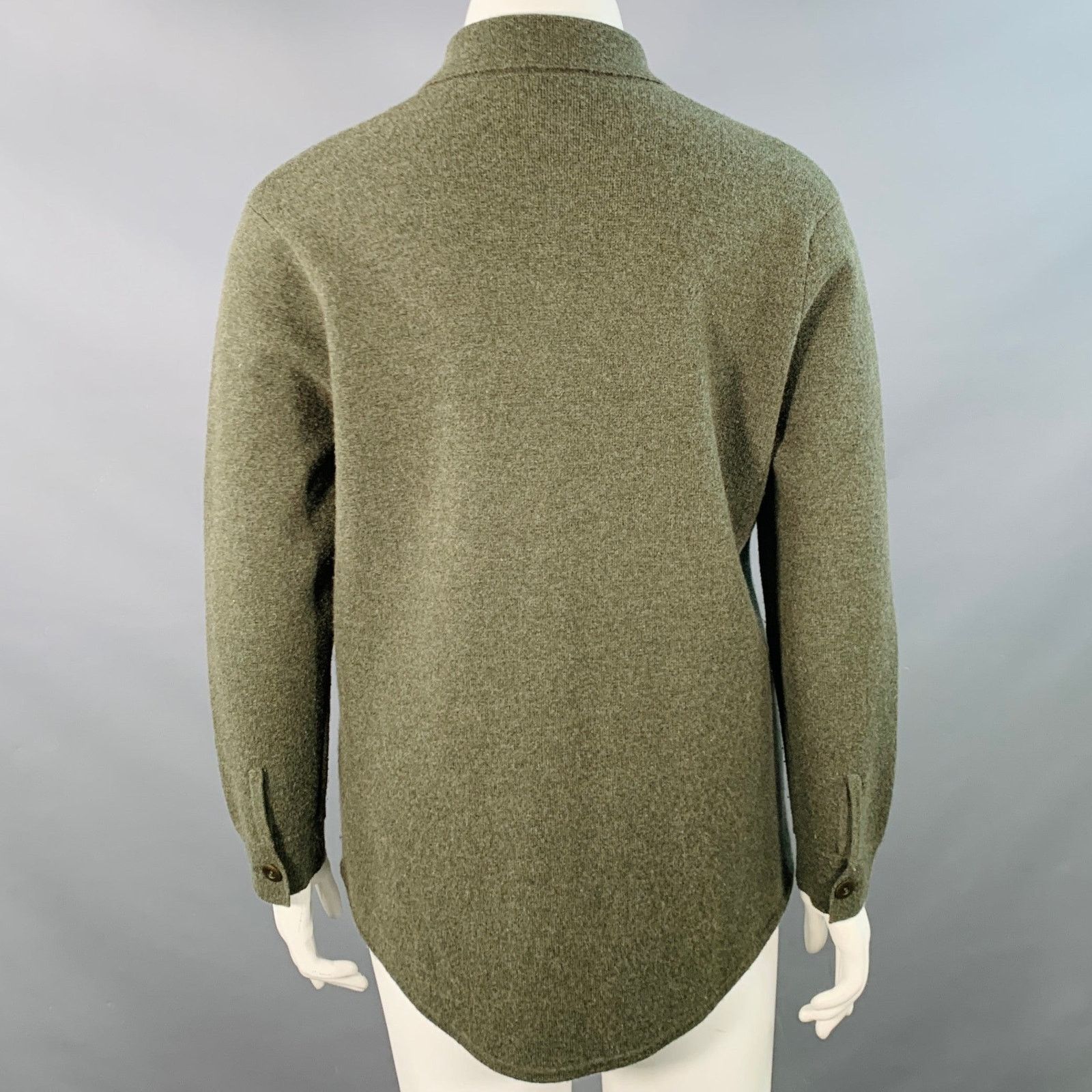 KINROSS KINROSS Size L Green Olive Cashmere Shirt Jacket Cardigan Size L / US 10 / IT 46 - 3 Thumbnail